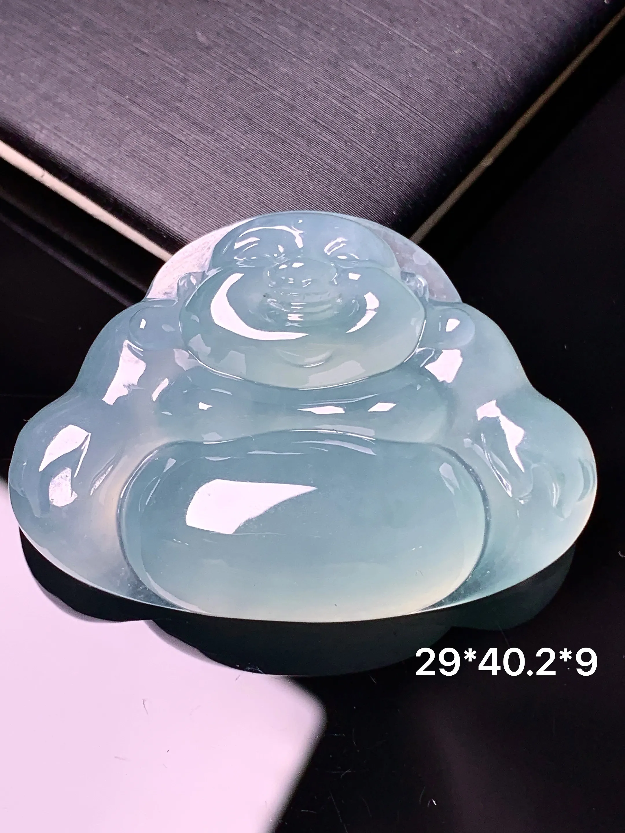 冰种佛公吊坠 玉质细腻 水润亮眼 色泽艳丽 整体尺寸29*40.2*9