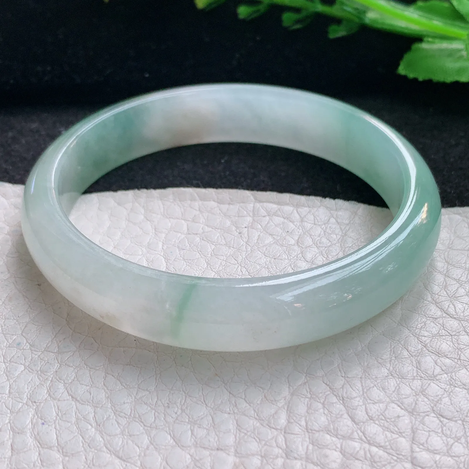 cc自然光57*11.8*6.5平安镯 天然缅甸翡翠冰润清新宽边玉手镯 珠宝玉手环