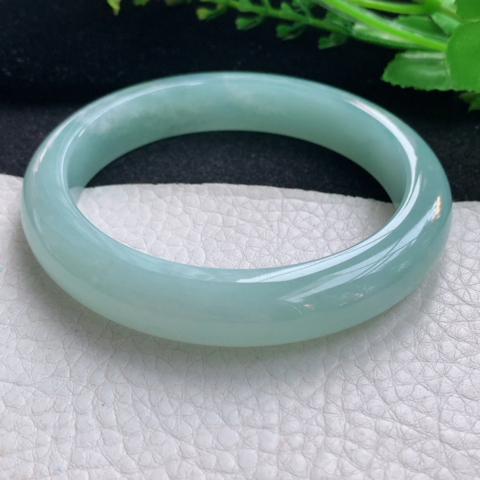 z大圈口62*12.5*9平安镯 天然缅甸翡翠冰晴底宽边玉手镯 珠宝玉手环