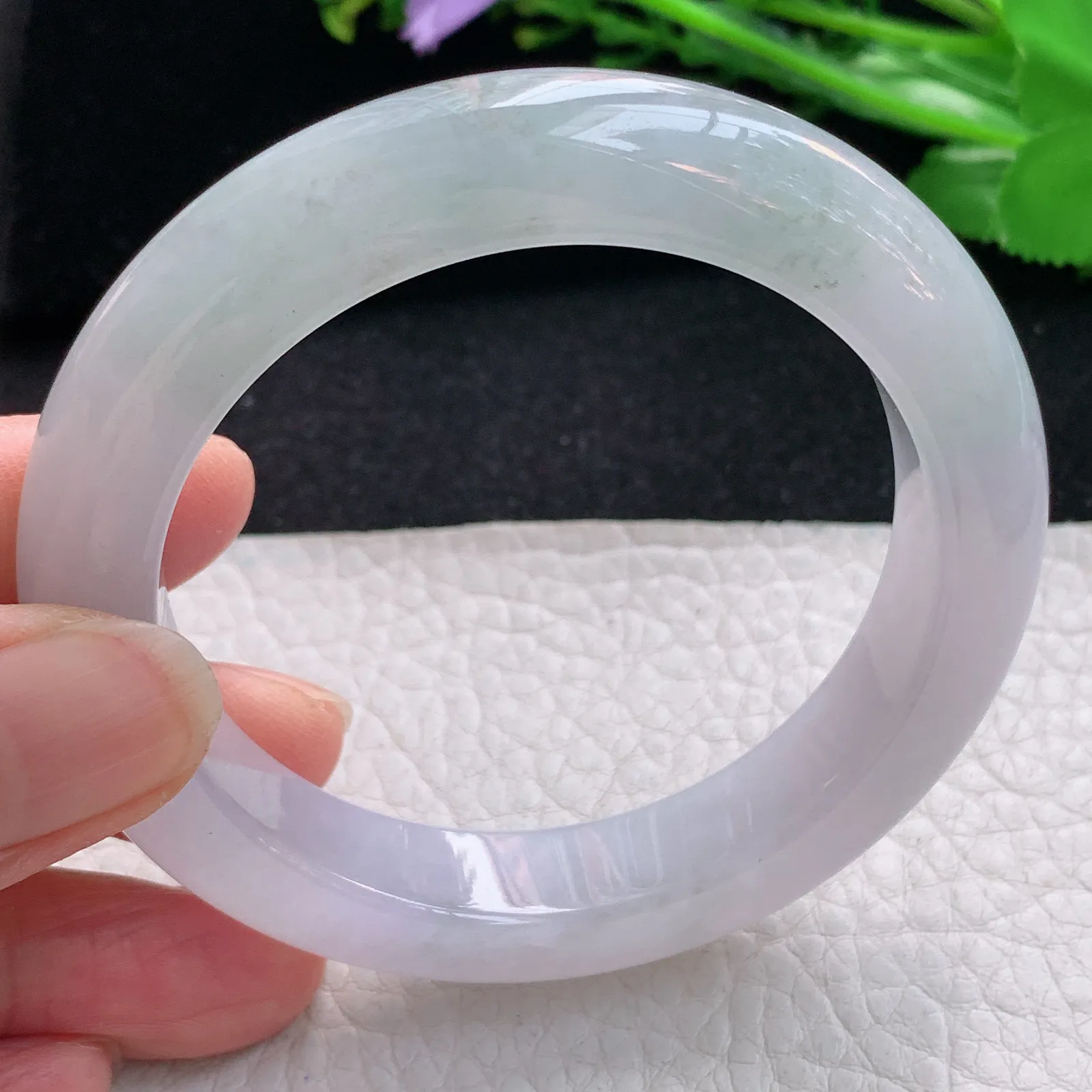 cc自然光54*11.8*9.3平安镯 天然缅甸翡翠胶感清新宽边玉手镯 珠宝玉手环