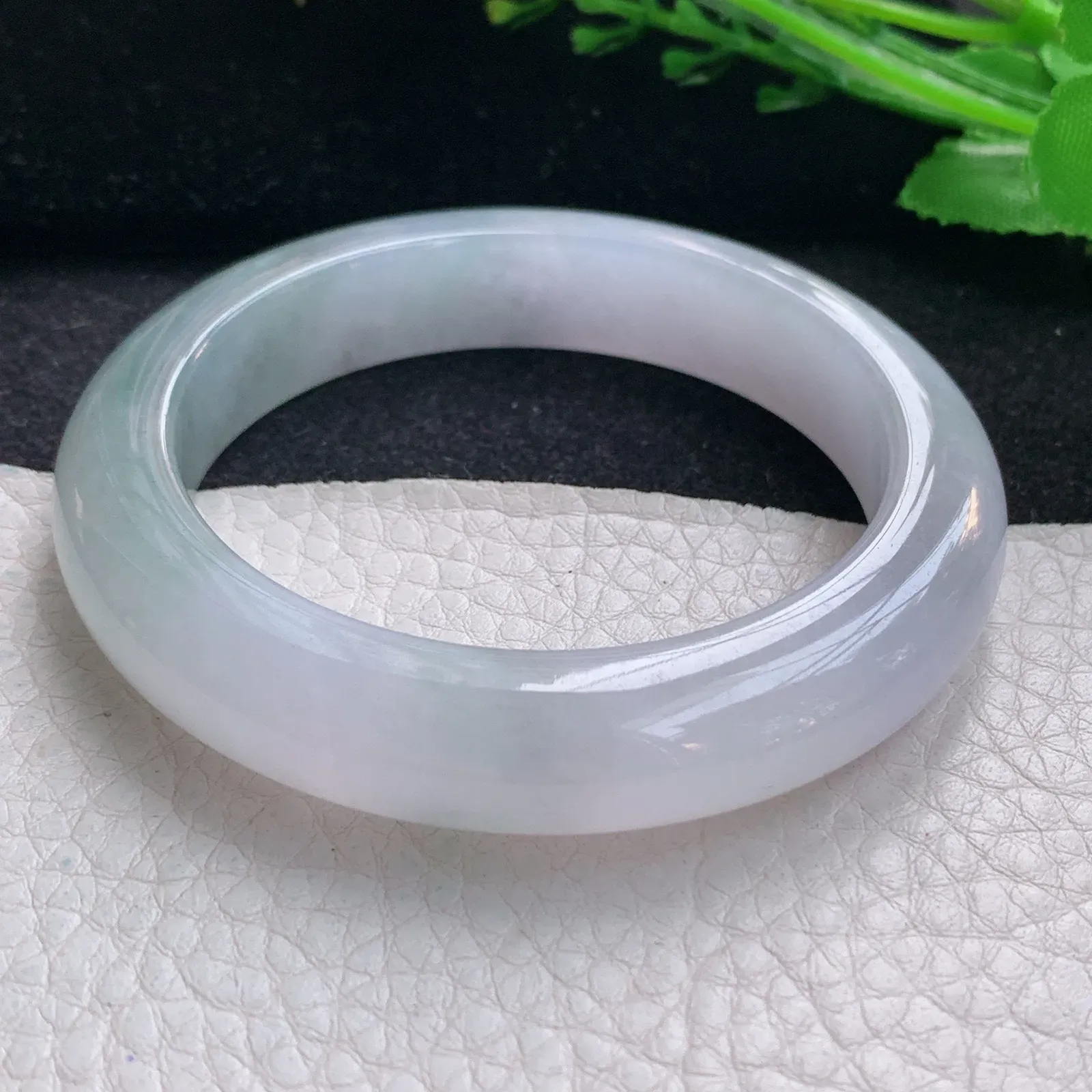 cc自然光54*11.8*9.3平安镯 天然缅甸翡翠胶感清新宽边玉手镯 珠宝玉手环