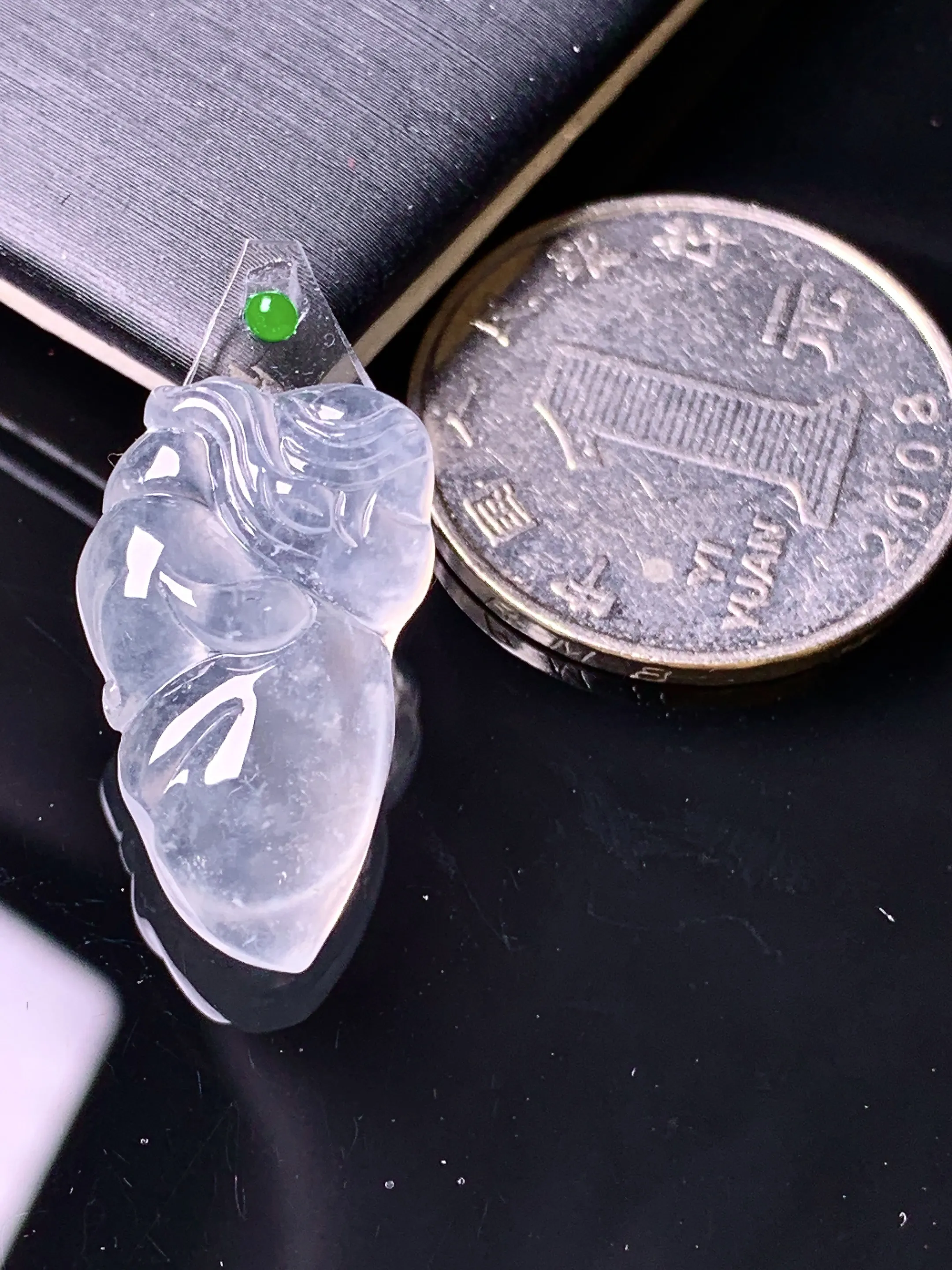 镶嵌款 冰种天使宝宝吊坠 玉质细腻 水润亮眼 色泽艳丽 整体尺寸23.2*14*4.8