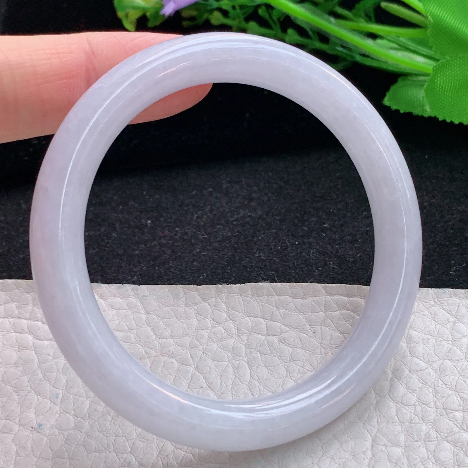 ss自然光55*8.9*8.8叮当镯 翡翠a货玉手镯水润白月光圆条珠宝玉手环