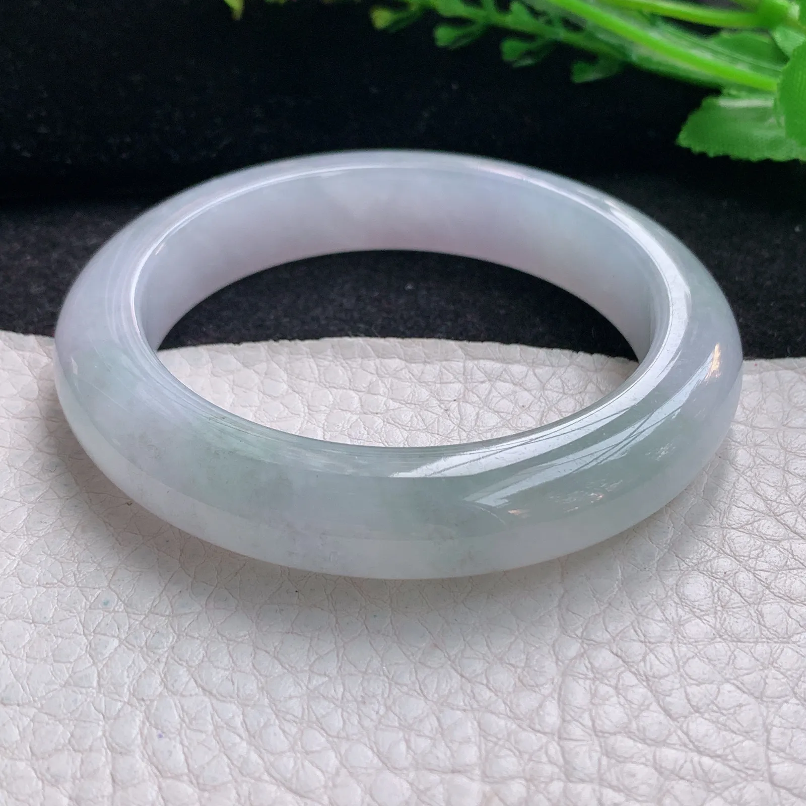 cc自然光54*11.8*9.3平安镯 天然缅甸翡翠胶感清新宽边玉手镯 珠宝玉手环