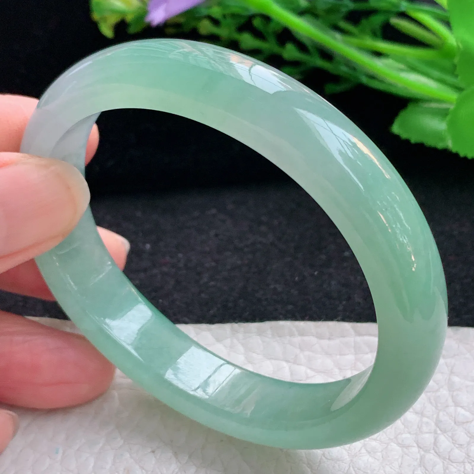 ss自然光56.8*48*12.2*7.8贵妃镯 翡翠a货玉手镯冰晴蛋形宽边珠宝玉手环