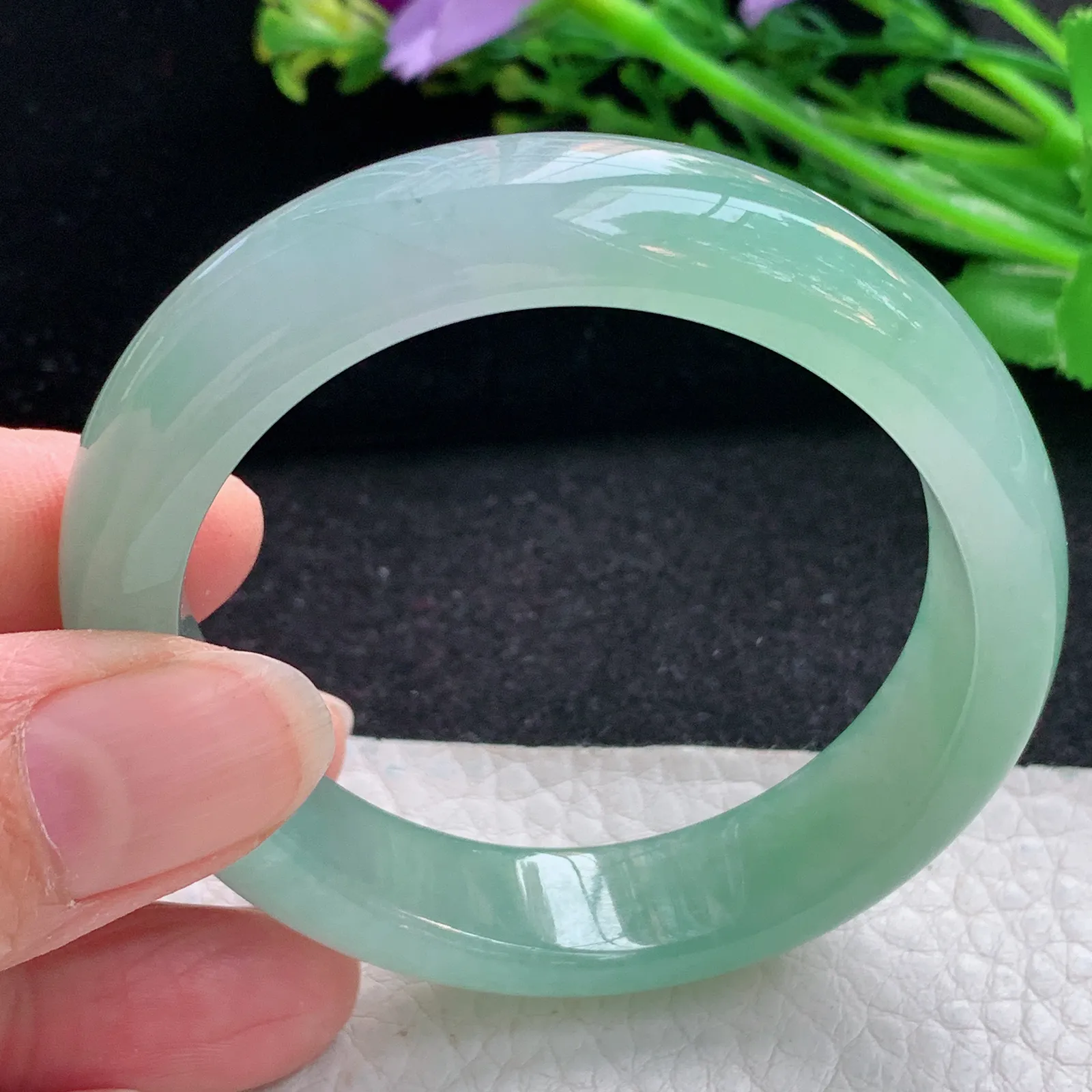 ss自然光56.8*48*12.2*7.8贵妃镯 翡翠a货玉手镯冰晴蛋形宽边珠宝玉手环