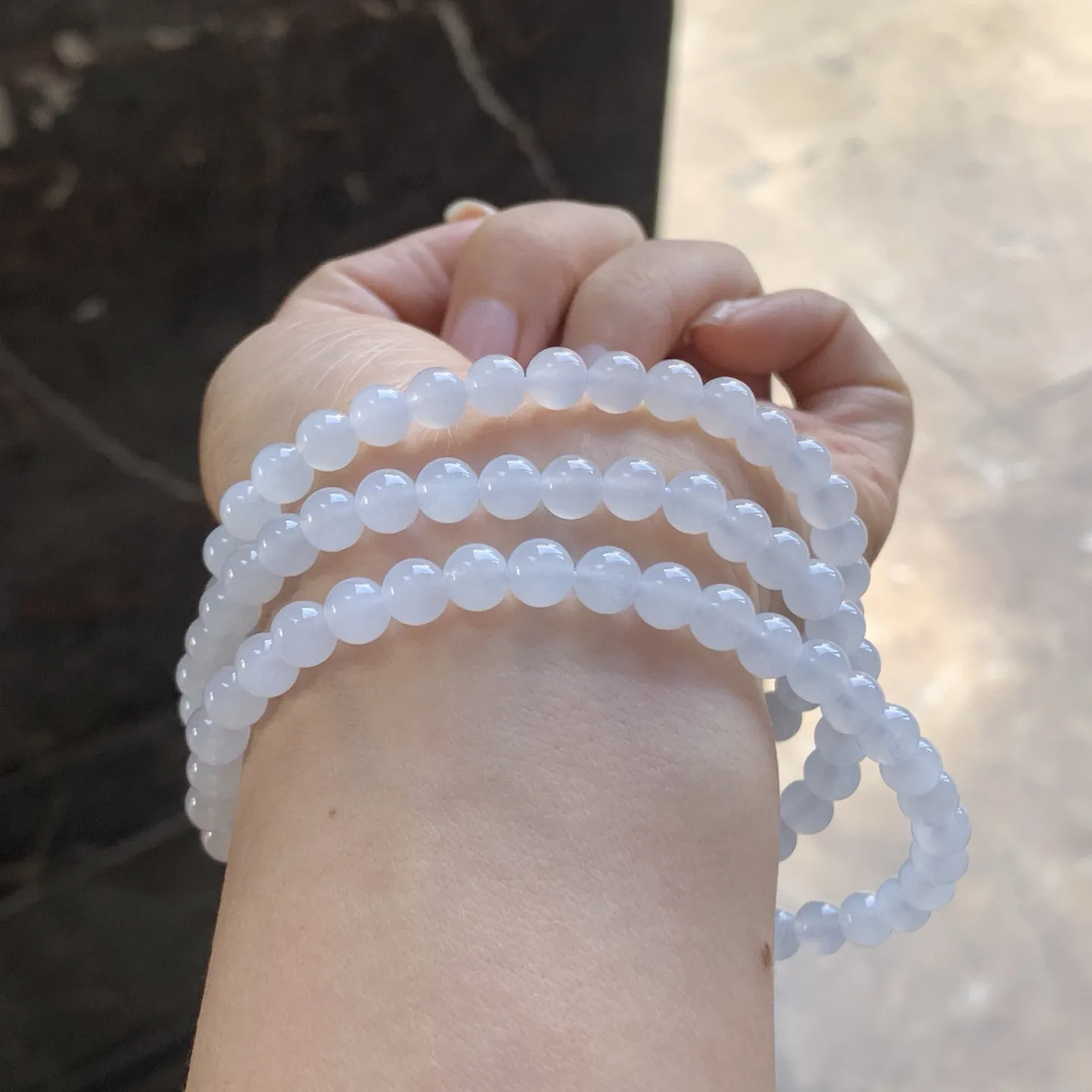 白冰珠链^_^玉质温润 清新干净