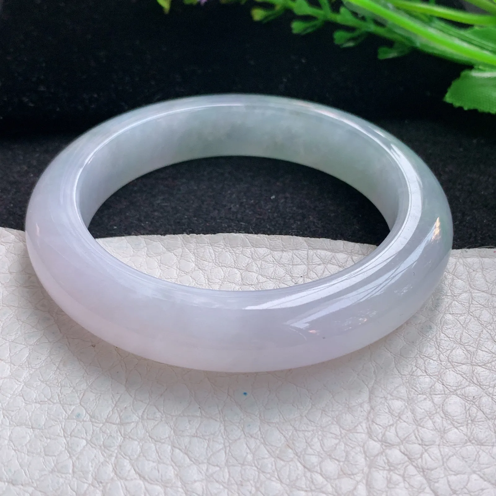 cc自然光54*11.8*9.3平安镯 天然缅甸翡翠胶感清新宽边玉手镯 珠宝玉手环