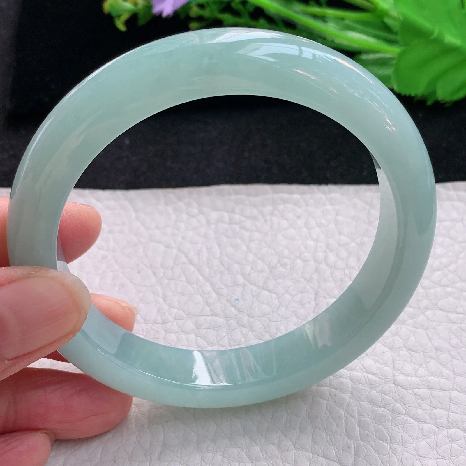 z大圈口62*12.5*9平安镯 天然缅甸翡翠冰晴底宽边玉手镯 珠宝玉手环