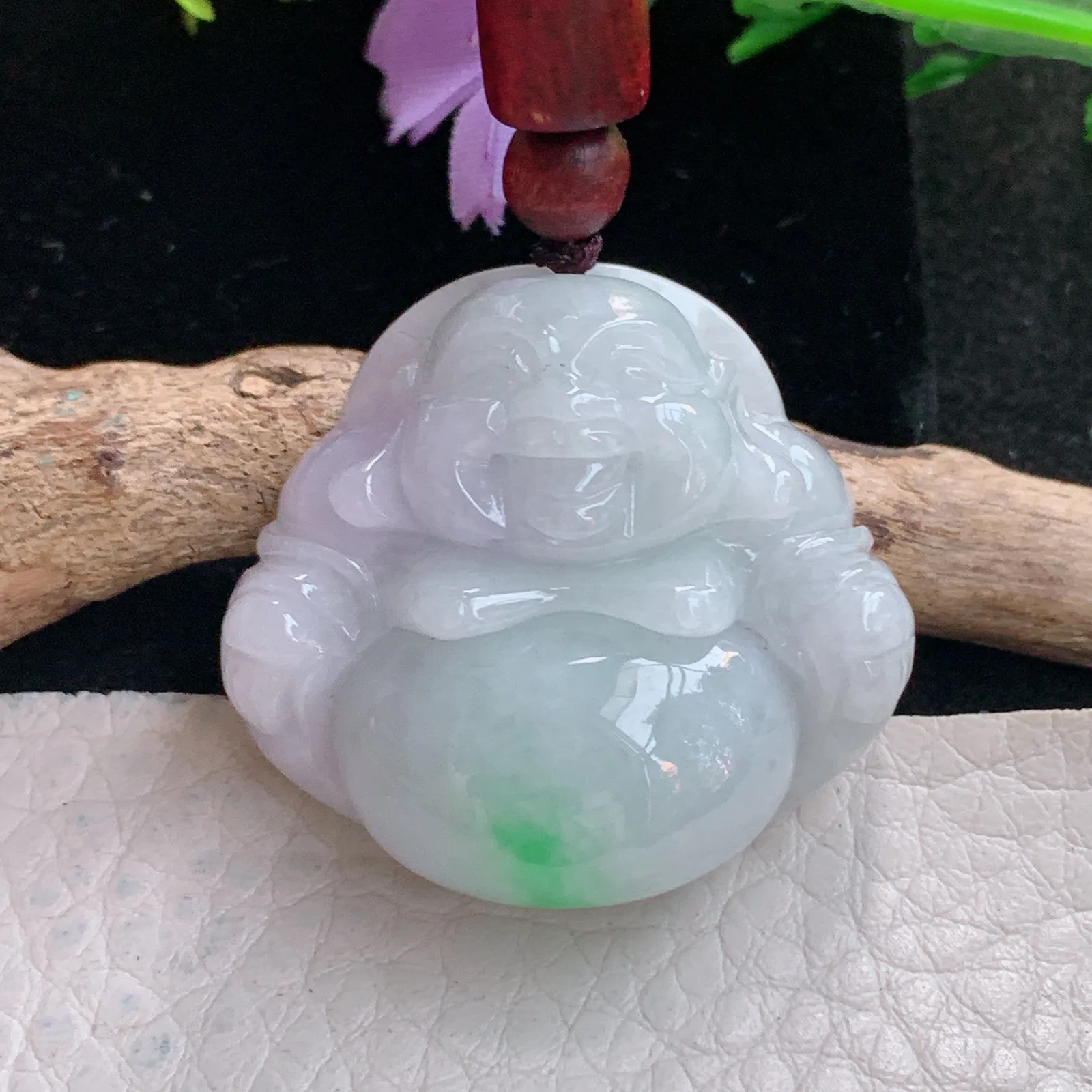 zen自然光31.6*33.8*12.5缅甸翡翠a货饱满飘绿佛公 弥勒佛玉吊坠 玉挂件