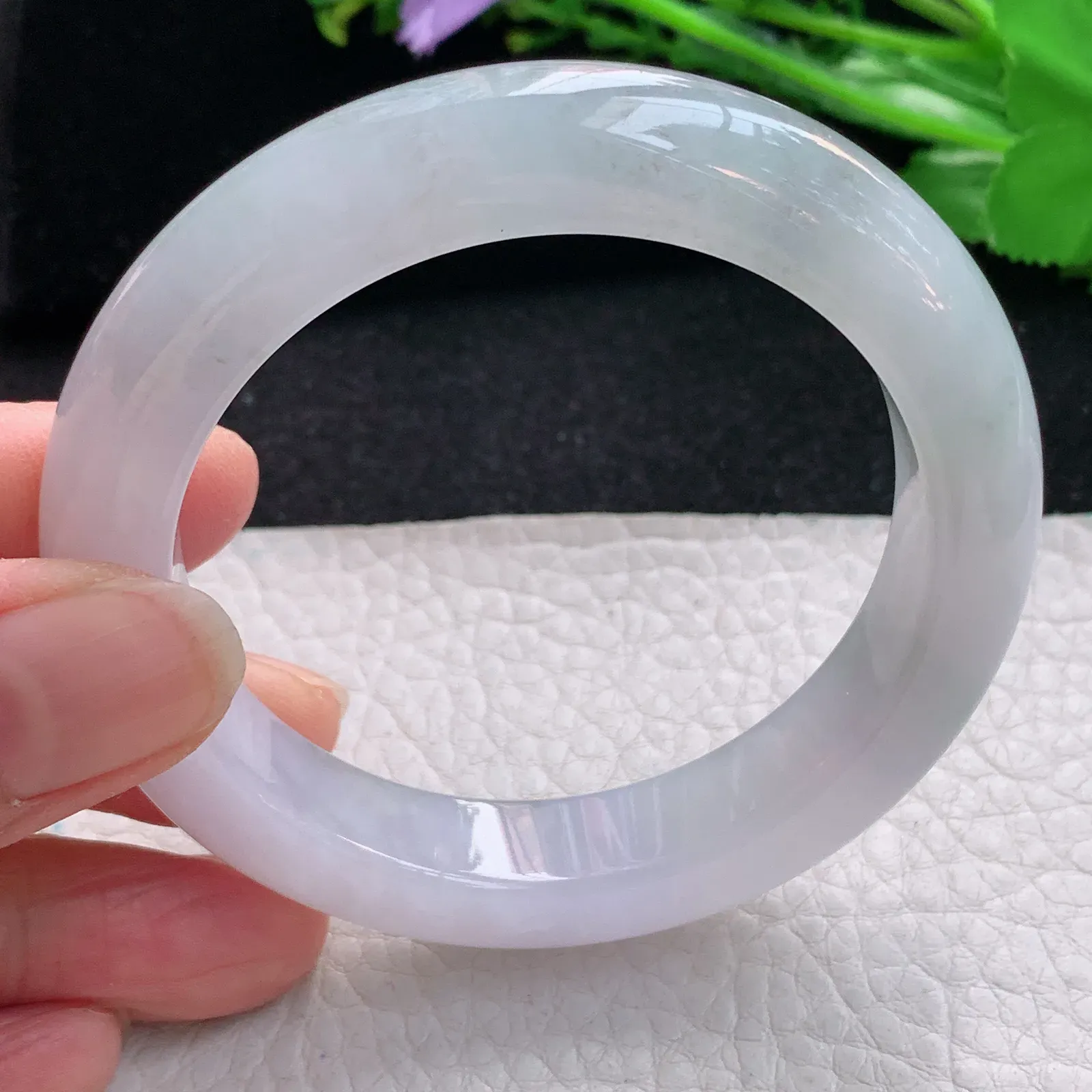 cc自然光54*11.8*9.3平安镯 天然缅甸翡翠胶感清新宽边玉手镯 珠宝玉手环