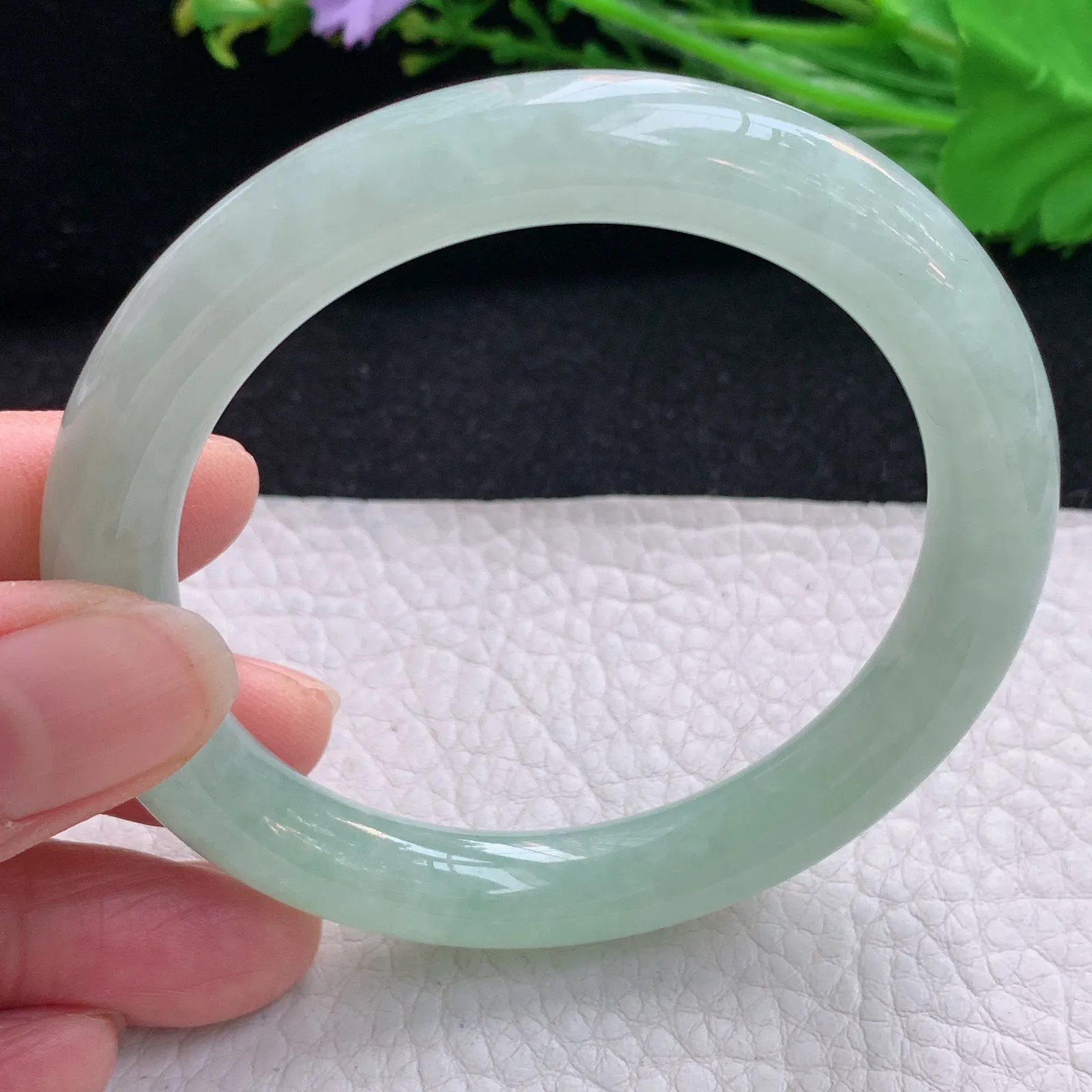 ss自然光56*9.8*9.6美人镯 翡翠a货玉手镯水绿圆条珠宝玉手环