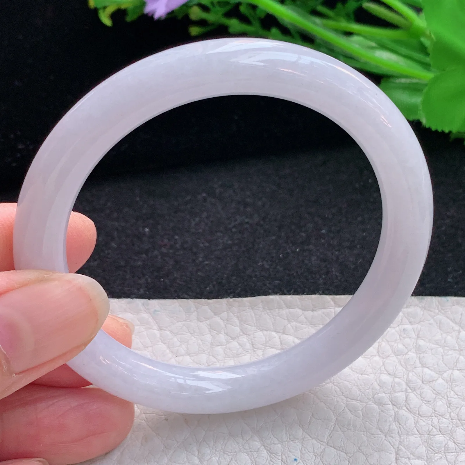 ss自然光55*8.9*8.8叮当镯 翡翠a货玉手镯水润白月光圆条珠宝玉手环