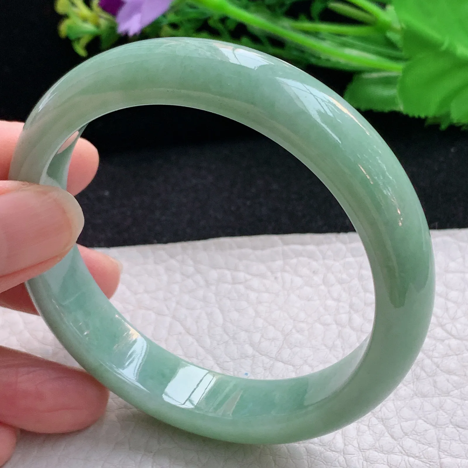 xx自然光59*13.3*8.2平安镯 翡翠a货玉手镯水润湖水绿宽边玉手环