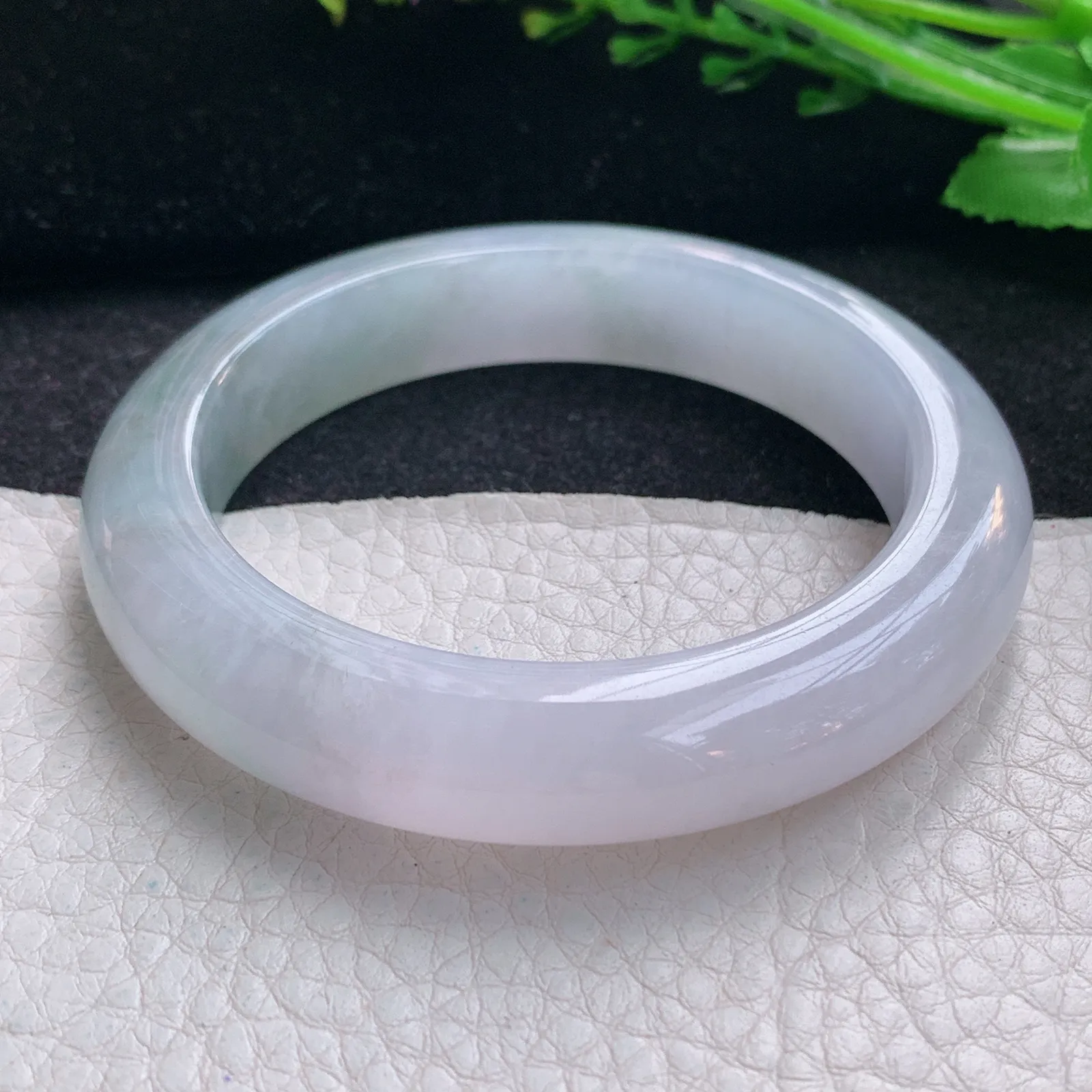 cc自然光54*11.8*9.3平安镯 天然缅甸翡翠胶感清新宽边玉手镯 珠宝玉手环