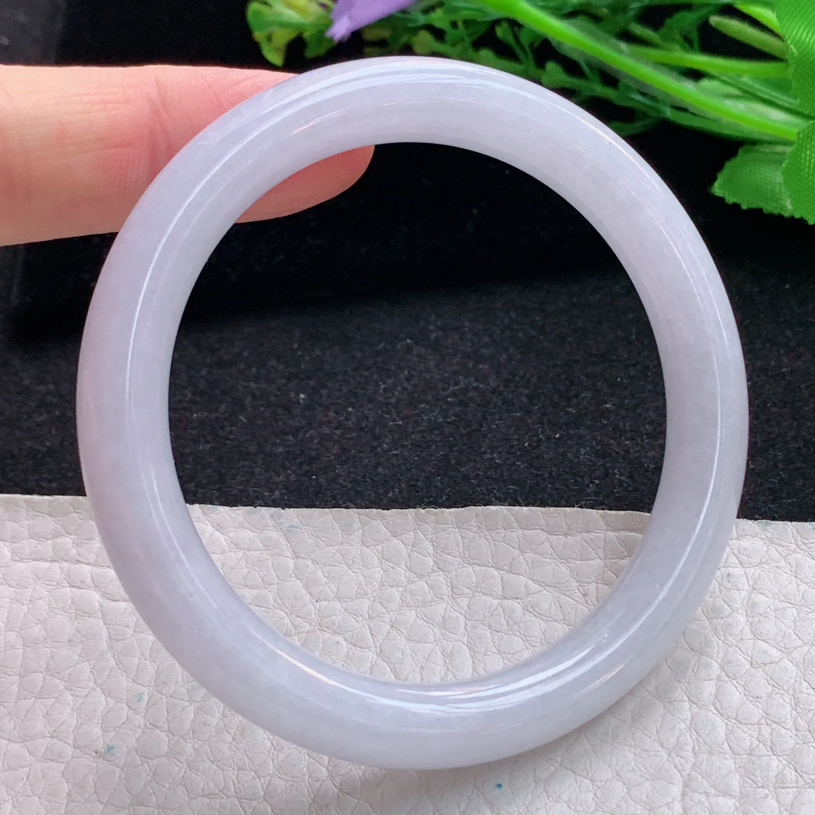 ss自然光55*8.9*8.8叮当镯 翡翠a货玉手镯水润白月光圆条珠宝玉手环