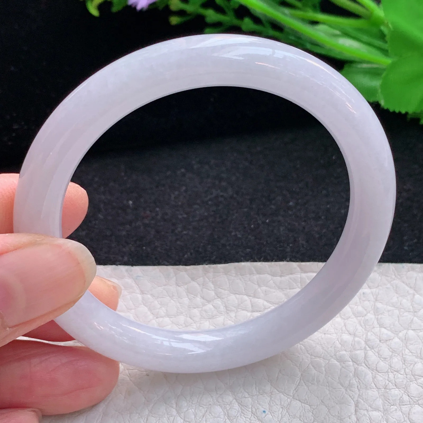 ss自然光55*8.9*8.8叮当镯 翡翠a货玉手镯水润白月光圆条珠宝玉手环