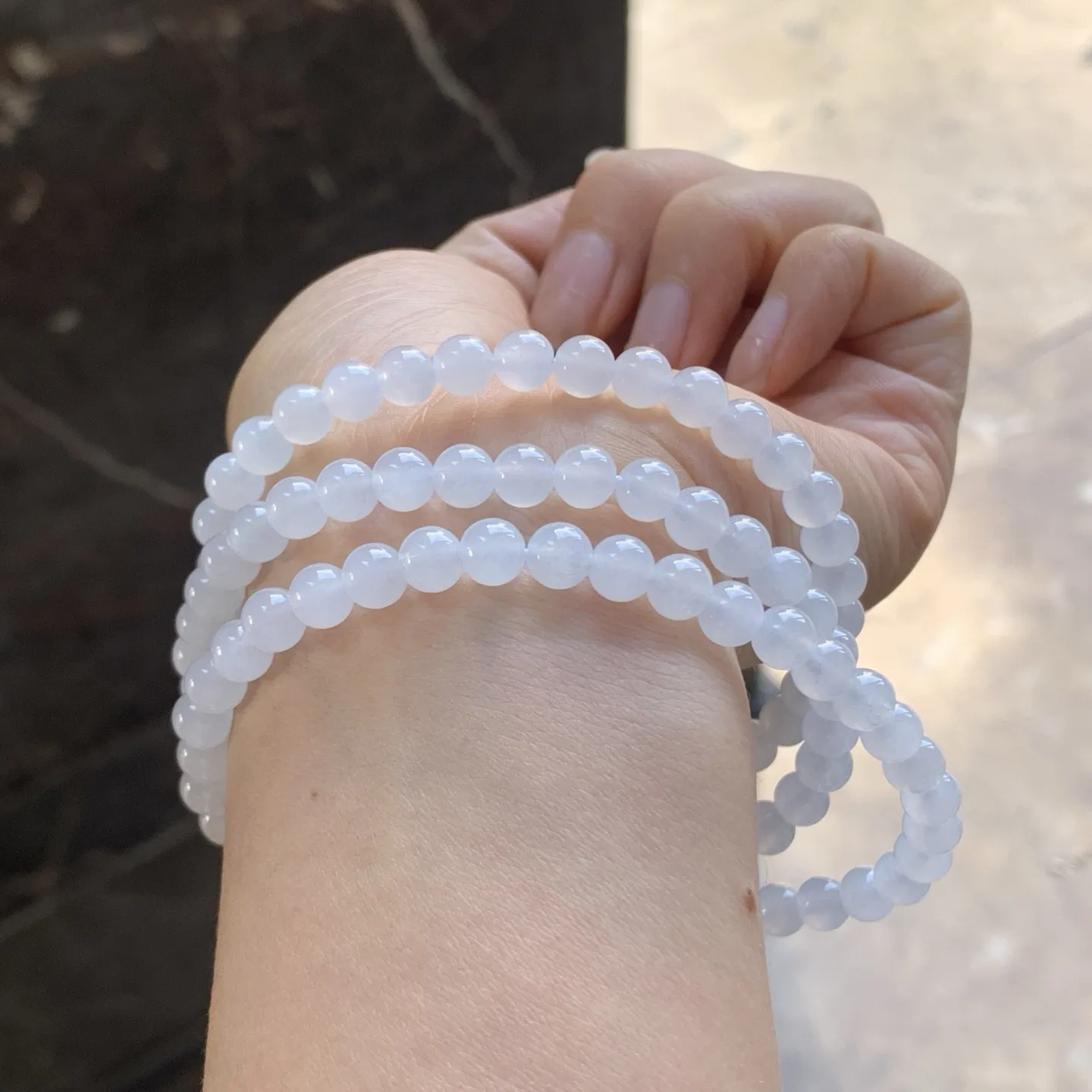 白冰珠链^_^玉质温润 清新干净