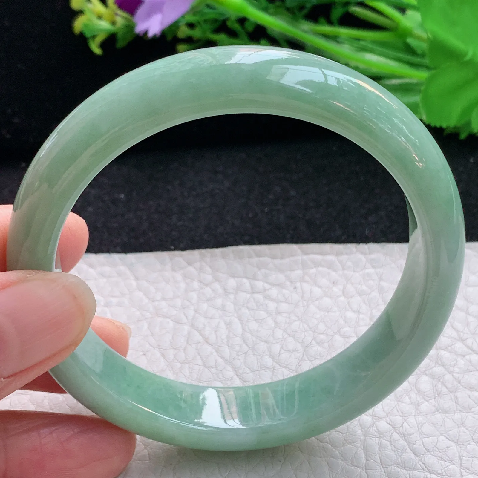 xx自然光59*13.3*8.2平安镯 翡翠a货玉手镯水润湖水绿宽边玉手环