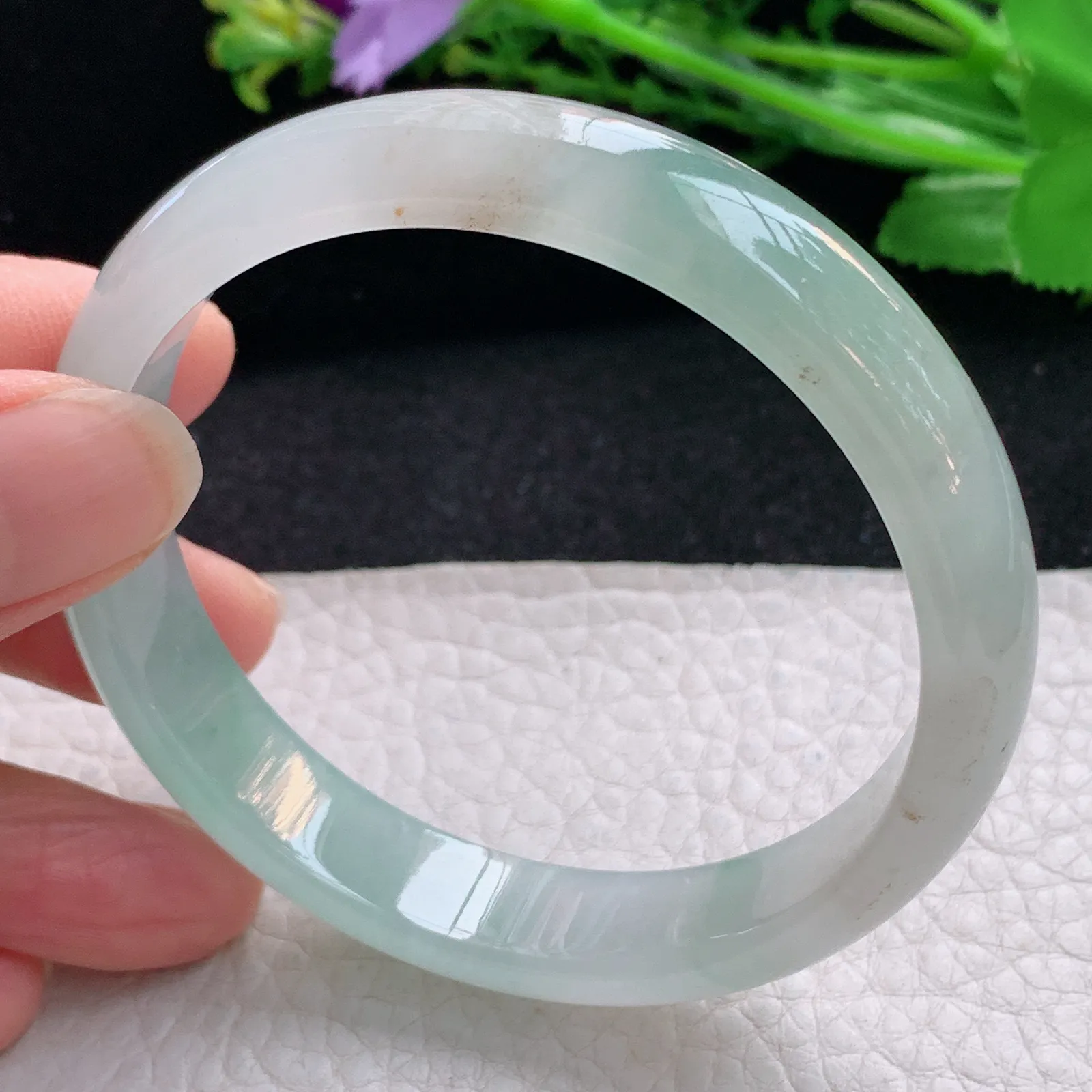 cc自然光57*11.8*6.5平安镯 天然缅甸翡翠冰润清新宽边玉手镯 珠宝玉手环