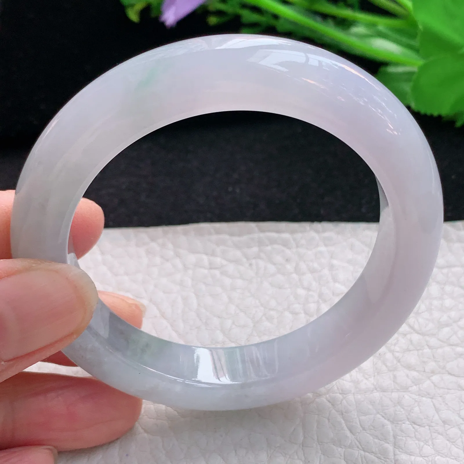 cc自然光54*11.8*9.3平安镯 天然缅甸翡翠胶感清新宽边玉手镯 珠宝玉手环