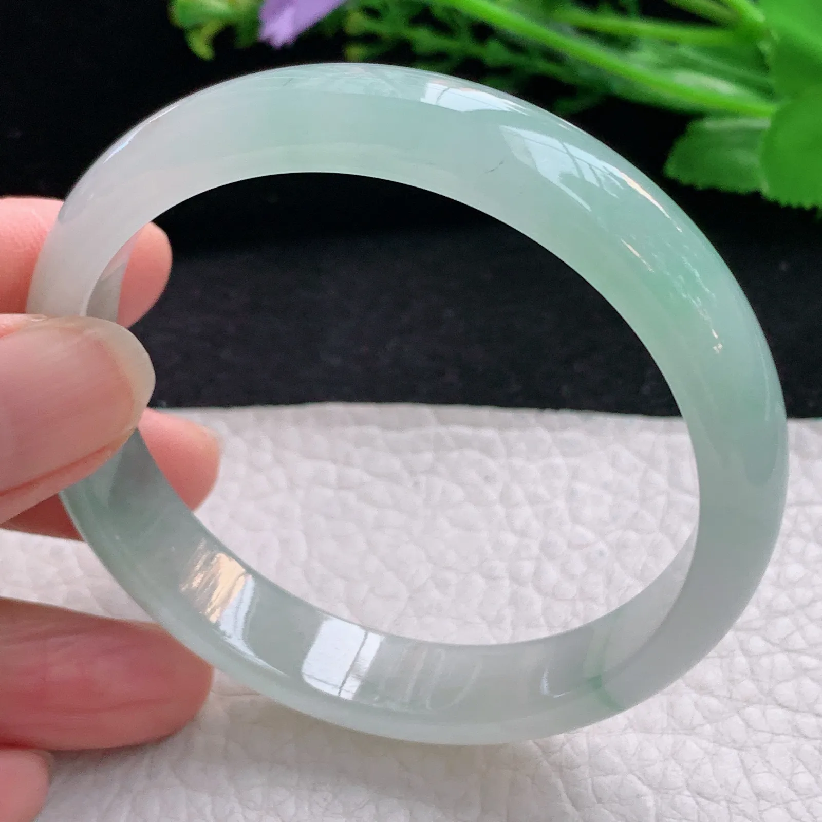 cc自然光57*11.8*6.5平安镯 天然缅甸翡翠冰润清新宽边玉手镯 珠宝玉手环