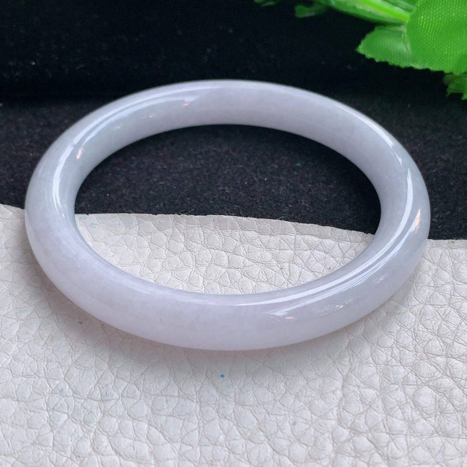 ss自然光55*8.9*8.8叮当镯 翡翠a货玉手镯水润白月光圆条珠宝玉手环