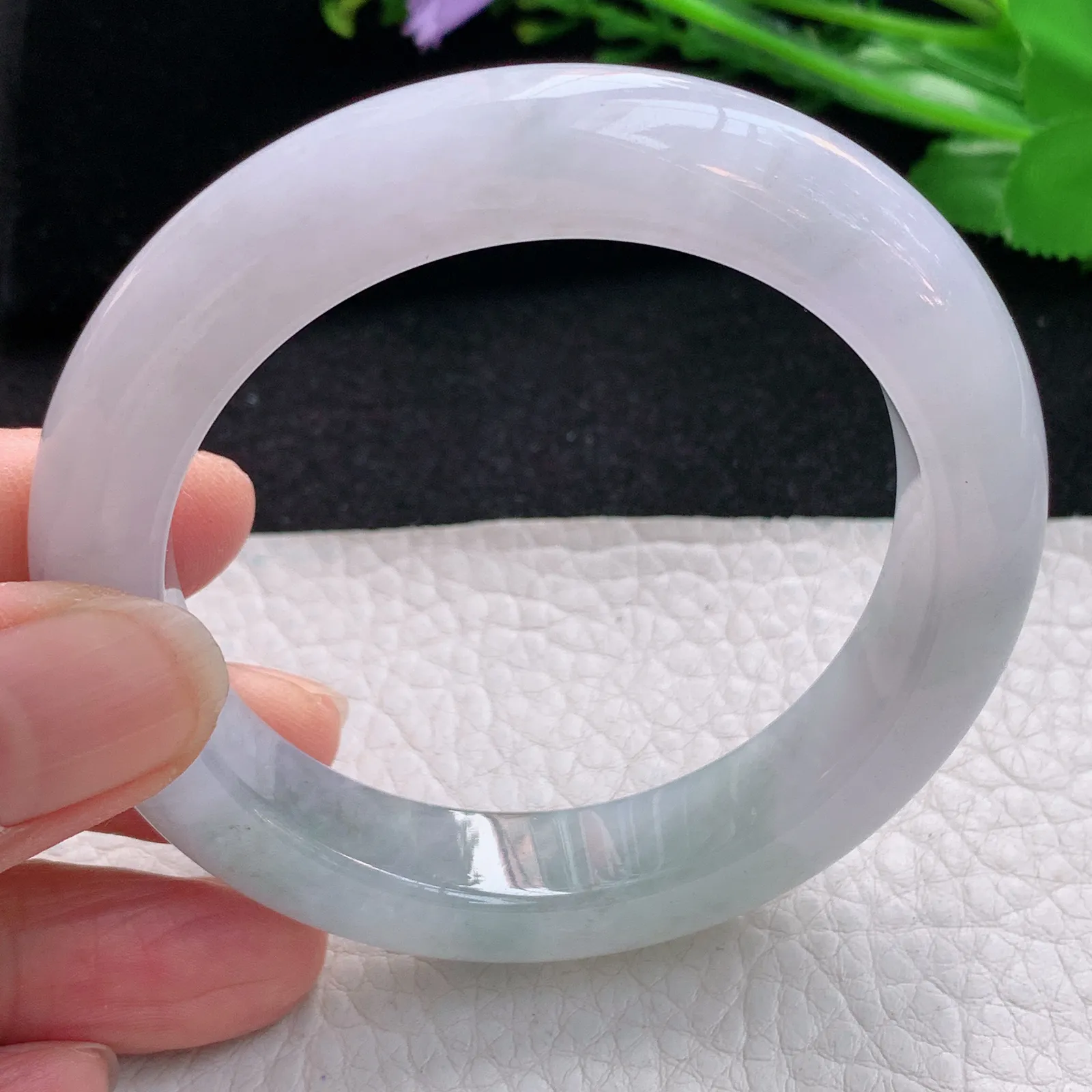 cc自然光54*11.8*9.3平安镯 天然缅甸翡翠胶感清新宽边玉手镯 珠宝玉手环