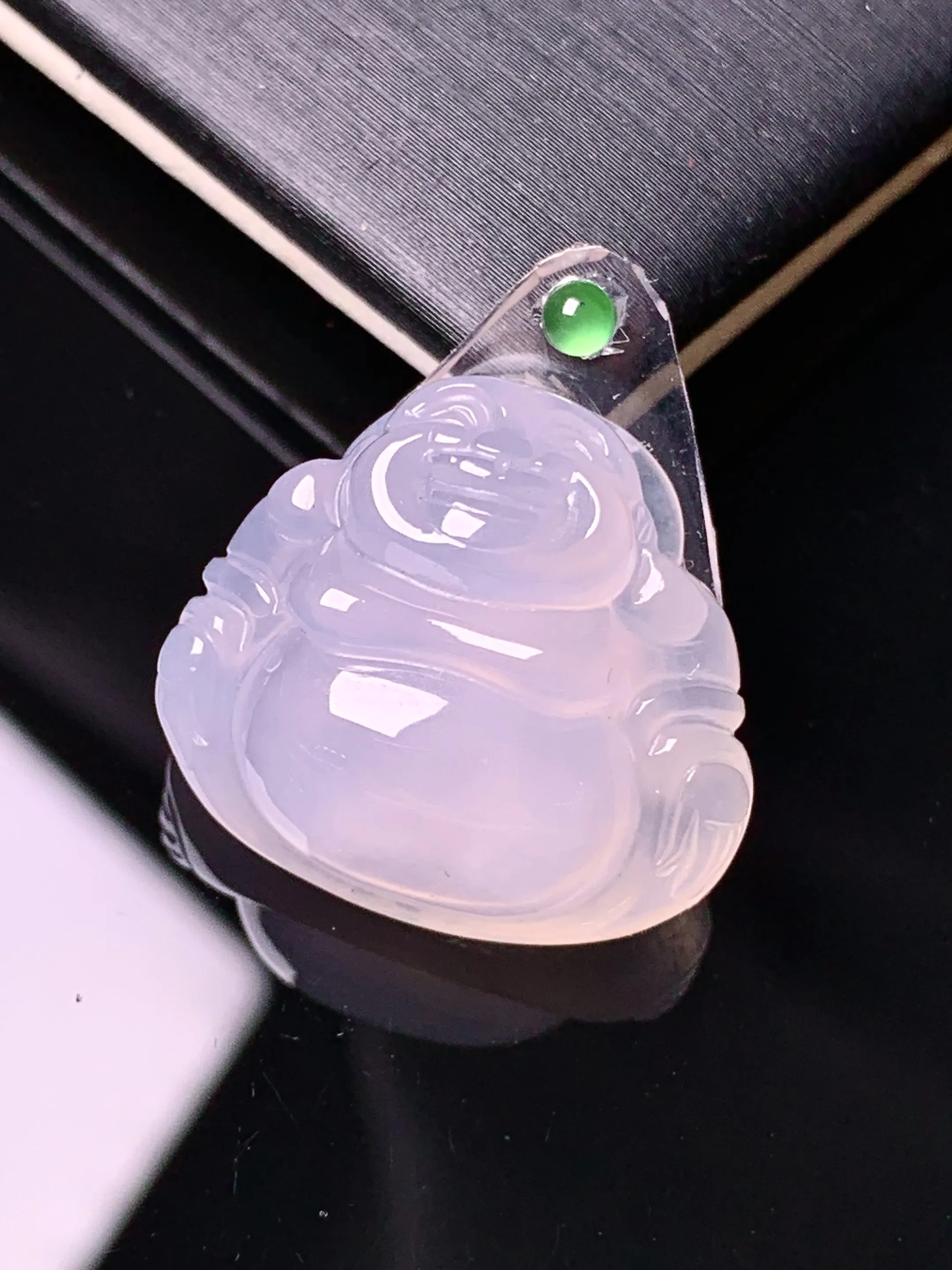 镶嵌款 冰种佛公吊坠 玉质细腻 水润亮眼 色泽艳丽 整体尺寸19.5*21.6*9