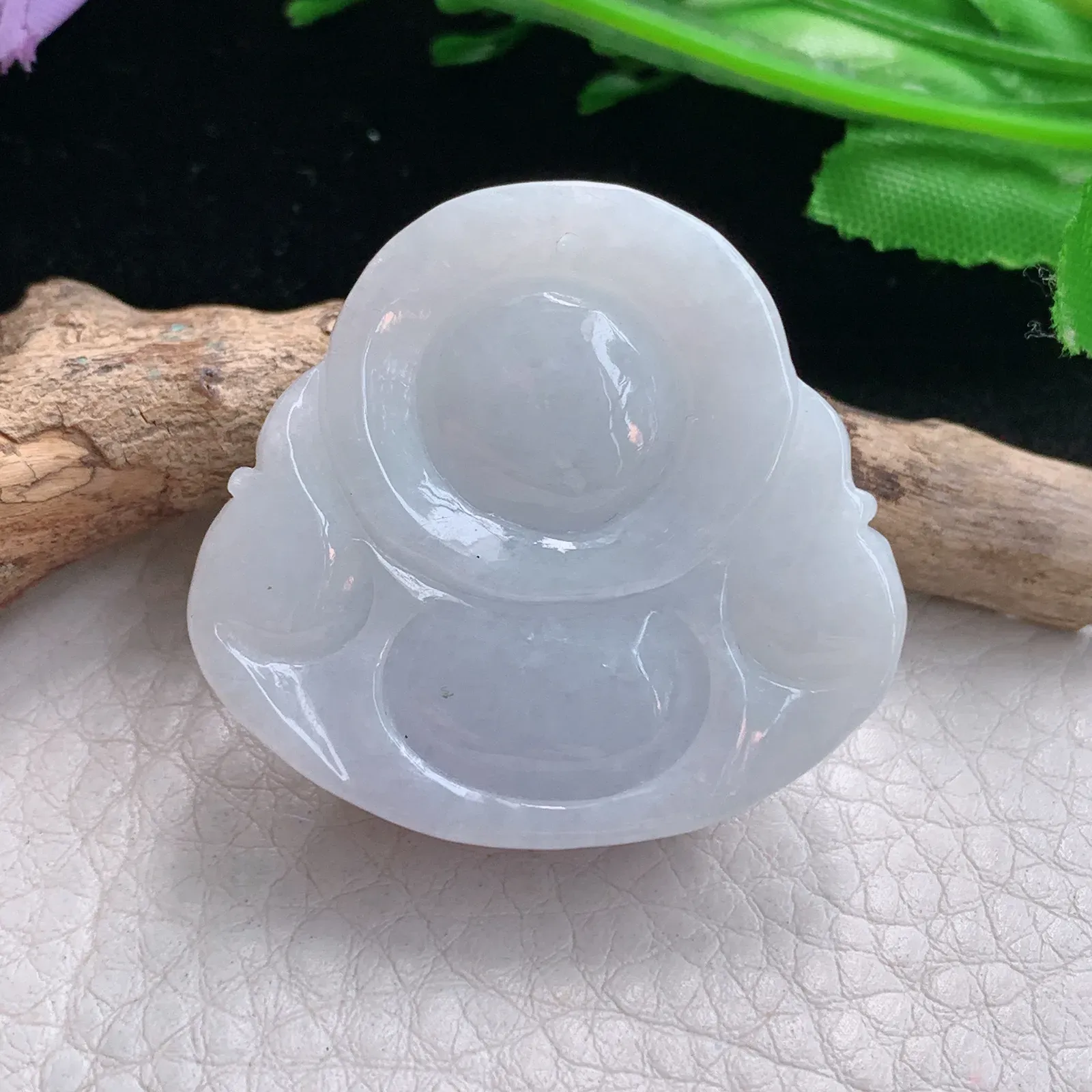 zen自然光34.8*37.5*12.3缅甸翡翠a货饱满甜美紫罗兰佛公 弥勒佛玉吊坠 玉挂件