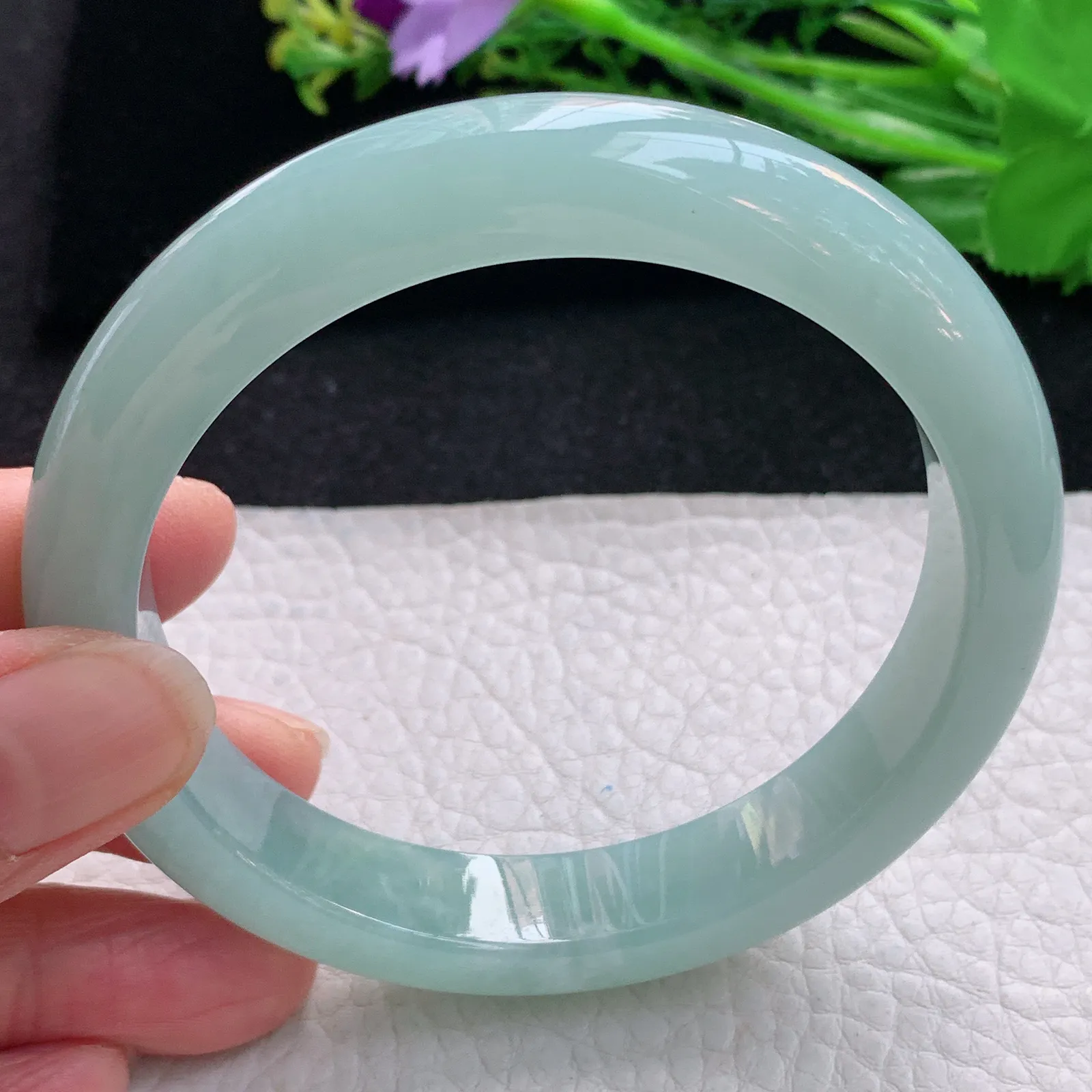 z大圈口62*12.5*9平安镯 天然缅甸翡翠冰晴底宽边玉手镯 珠宝玉手环