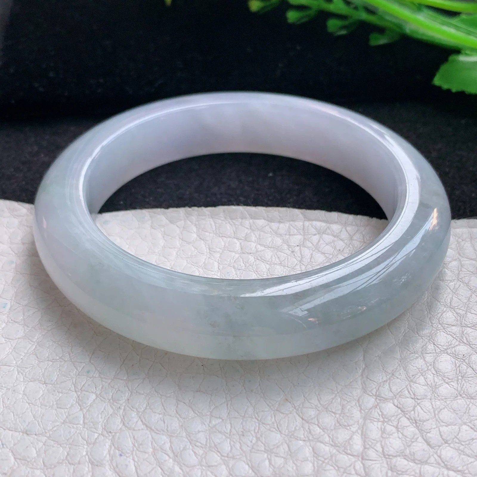 cc自然光54*11.8*9.3平安镯 天然缅甸翡翠胶感清新宽边玉手镯 珠宝玉手环