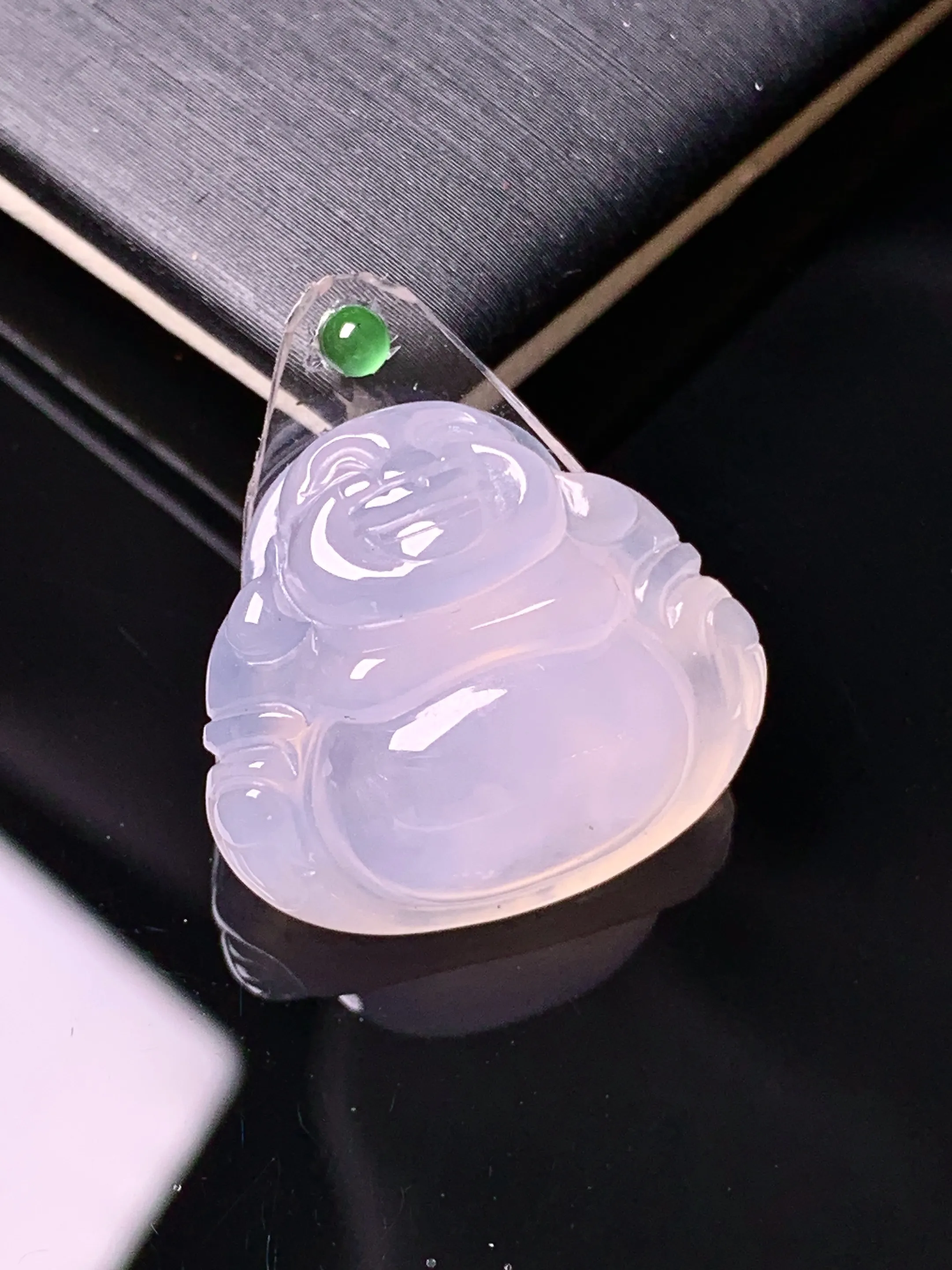 镶嵌款 冰种佛公吊坠 玉质细腻 水润亮眼 色泽艳丽 整体尺寸19.5*21.6*9