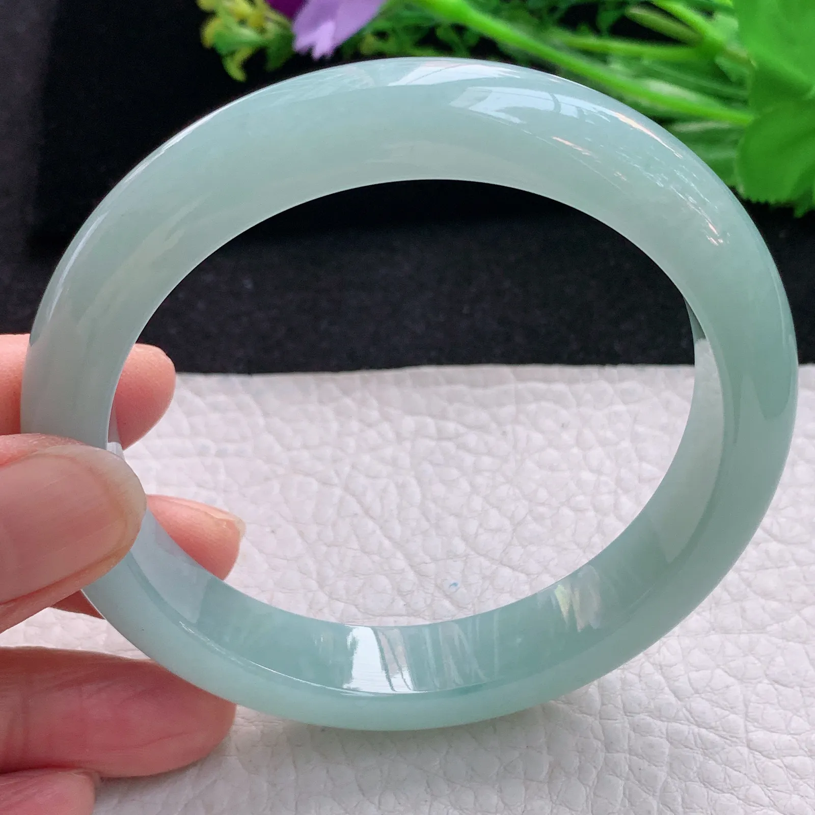 z大圈口62*12.5*9平安镯 天然缅甸翡翠冰晴底宽边玉手镯 珠宝玉手环