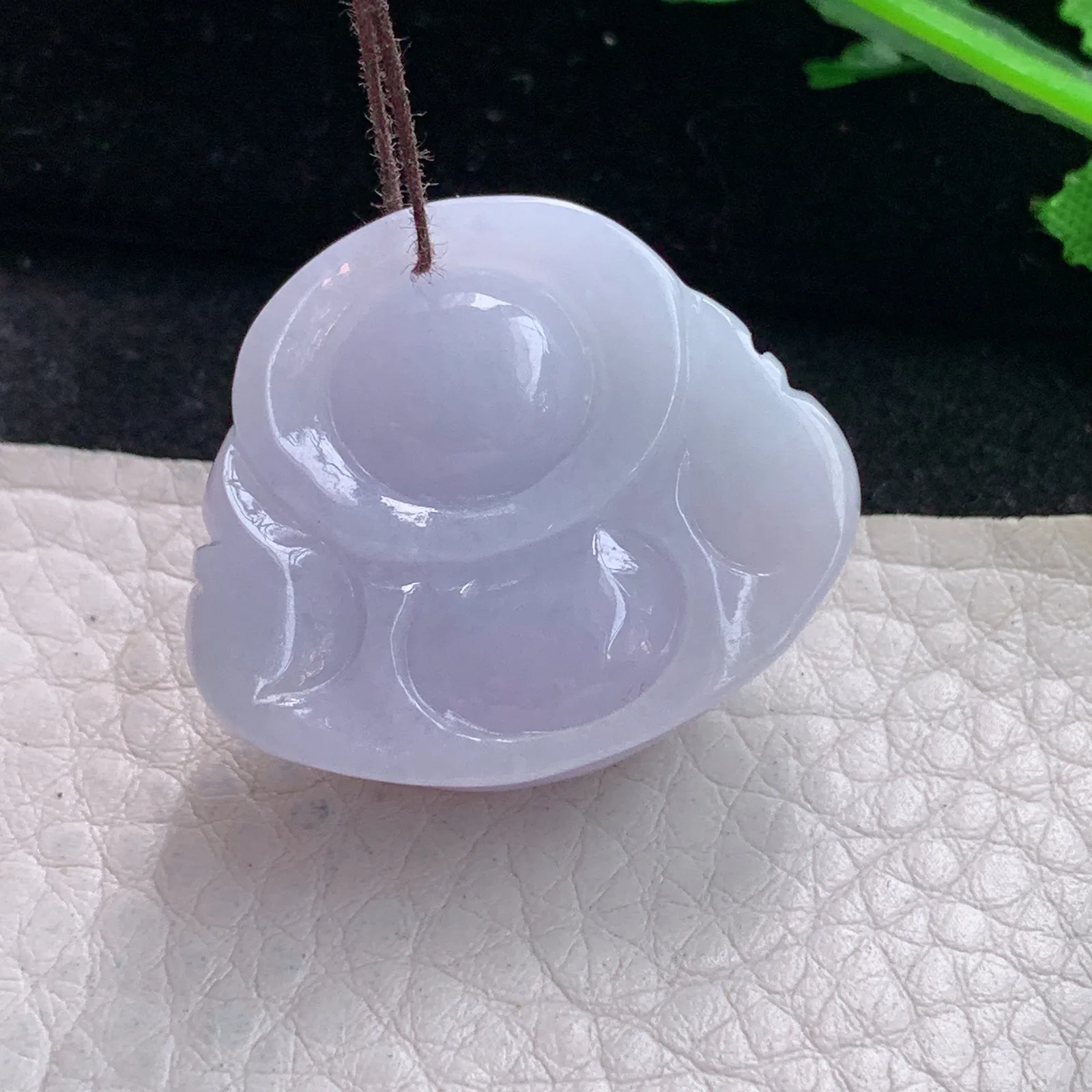 zen自然光26.8*32*13缅甸翡翠a货饱满紫罗兰佛公 弥勒佛玉吊坠 玉挂件