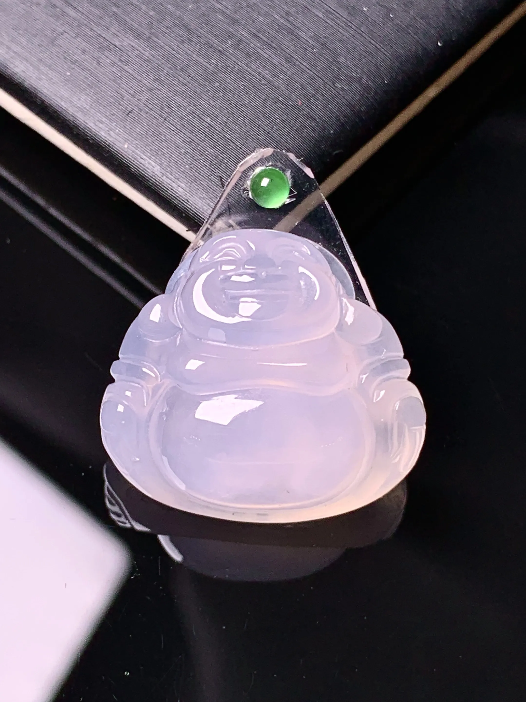 镶嵌款 冰种佛公吊坠 玉质细腻 水润亮眼 色泽艳丽 整体尺寸19.5*21.6*9