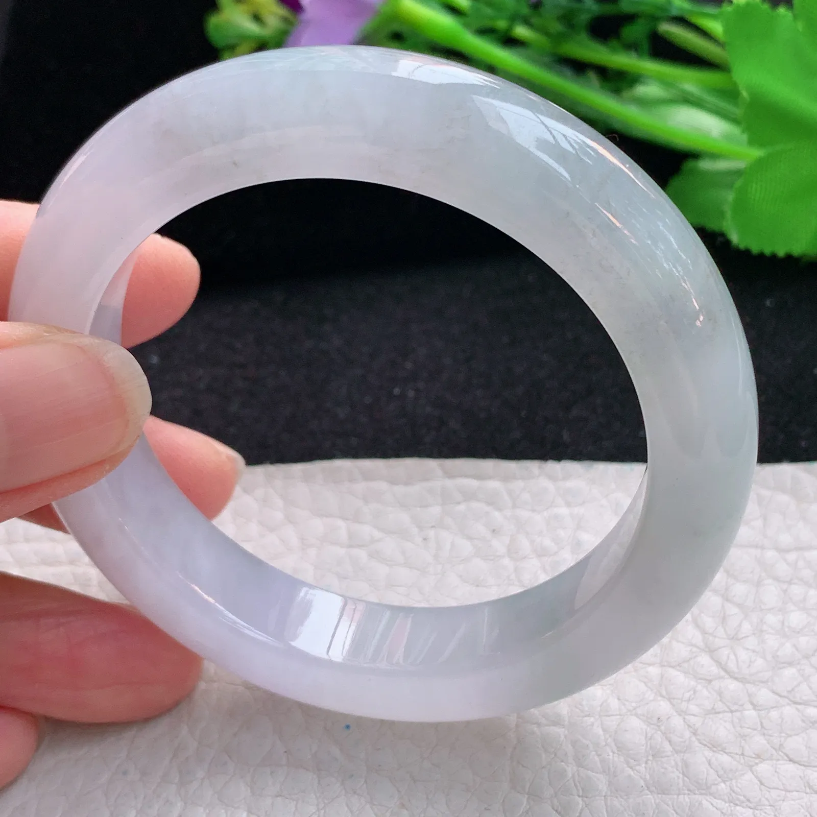 cc自然光54*11.8*9.3平安镯 天然缅甸翡翠胶感清新宽边玉手镯 珠宝玉手环