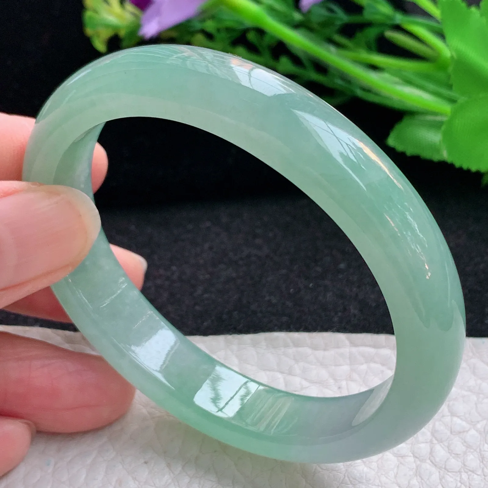 ss自然光56.8*48*12.2*7.8贵妃镯 翡翠a货玉手镯冰晴蛋形宽边珠宝玉手环