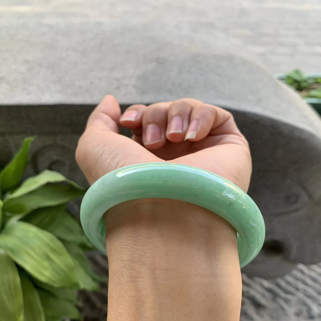 圈口57.7-12.9-9.2 【满绿正圈手镯】正圈57 58可戴