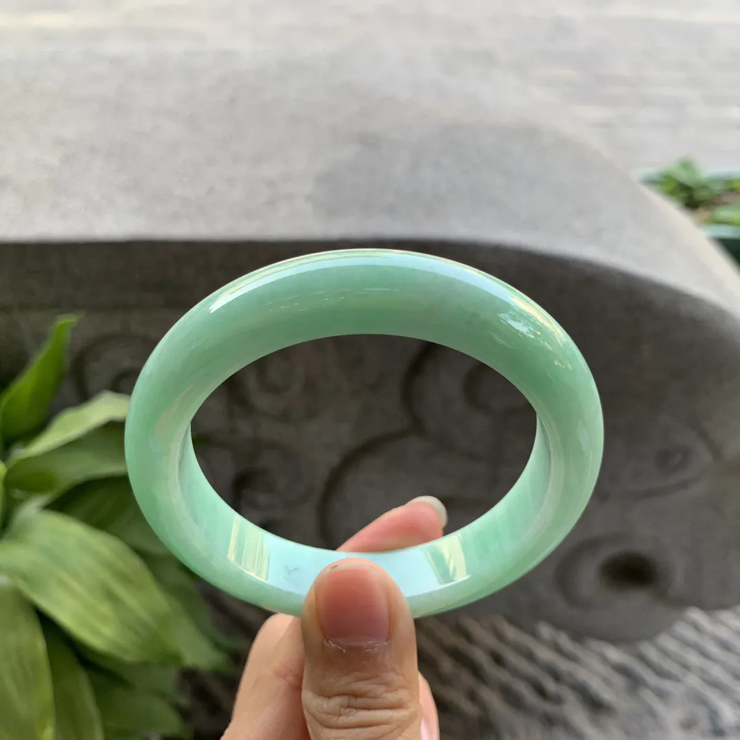 圈口57.7-12.9-9.2 【满绿正圈手镯】正圈57 58可戴