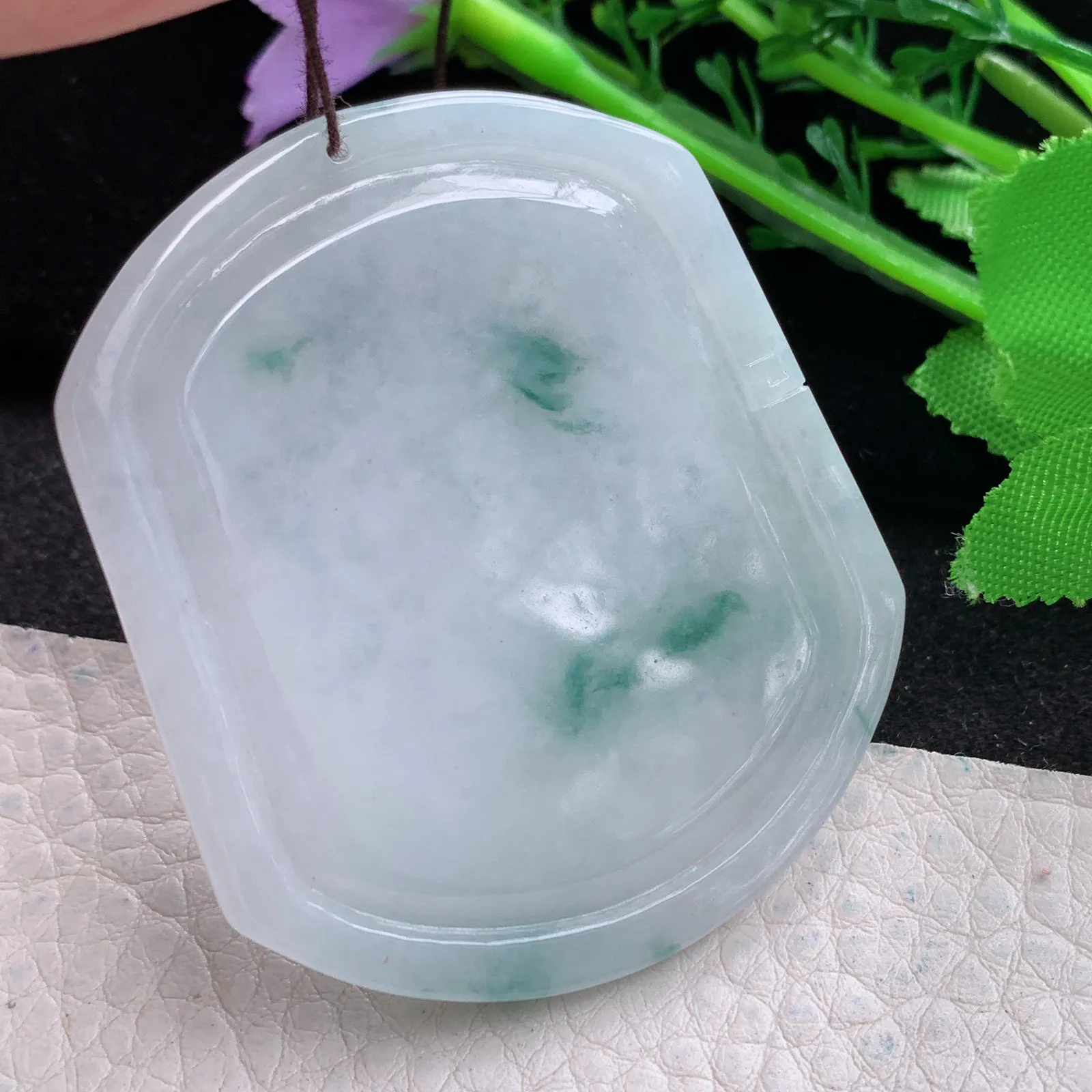 yn实拍54*46*5.5缅甸翡翠a货精雕飘花腰缠万贯 生逍蛇玉吊坠 玉挂件