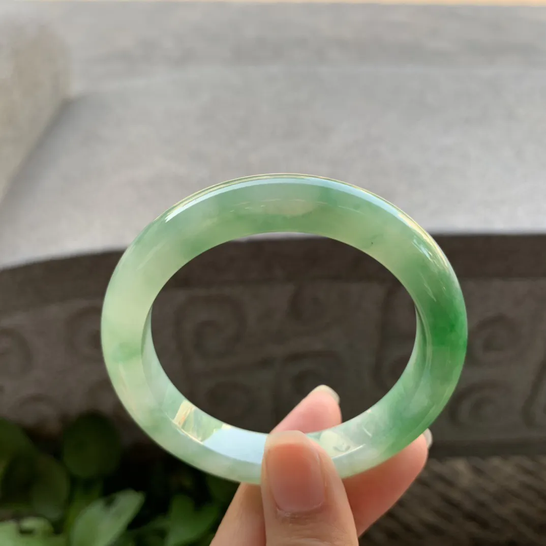 小圈口53-10.7-8.6 【冰芙蓉绿正圈手镯】正圈53 54可戴