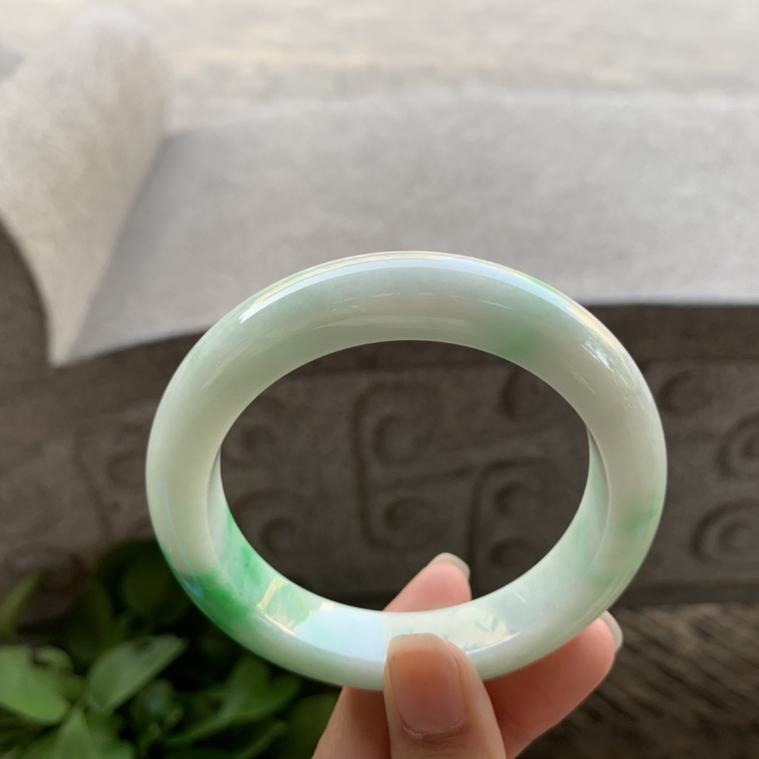 圈口 57.6-12.9-9.9【飘辣绿正圈手镯】正圈57 58可戴