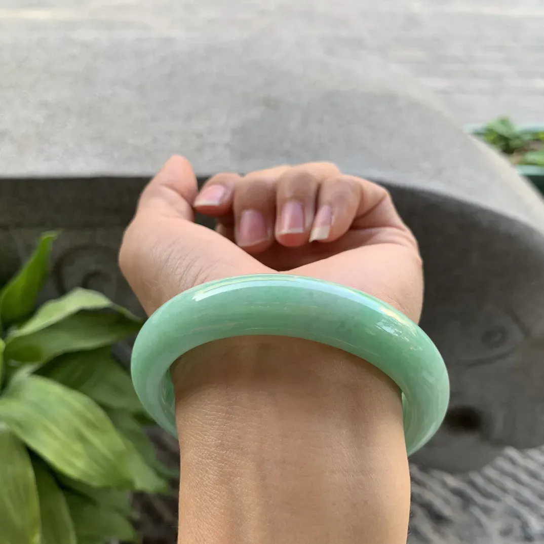 圈口57.7-12.9-9.2 【满绿正圈手镯】正圈57 58可戴