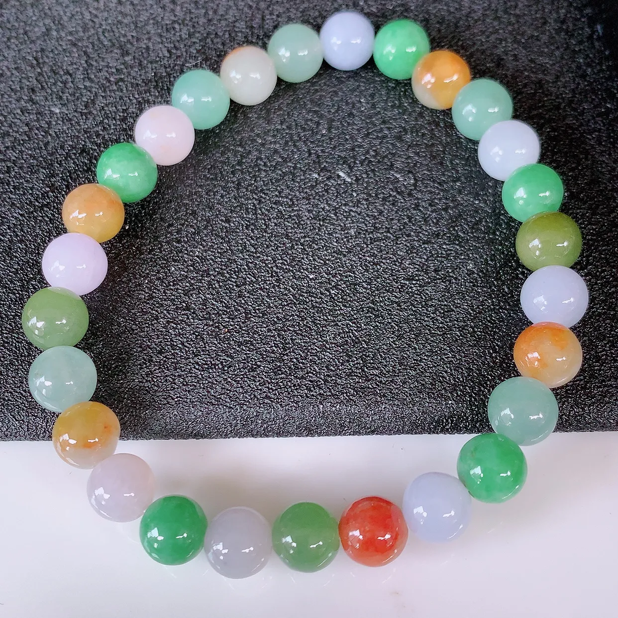 自然光实拍，冰润多宝翡翠手链，多彩翡翠手串，颜色丰富，料子细腻，高档大气，自戴送礼佳品！#46.9取