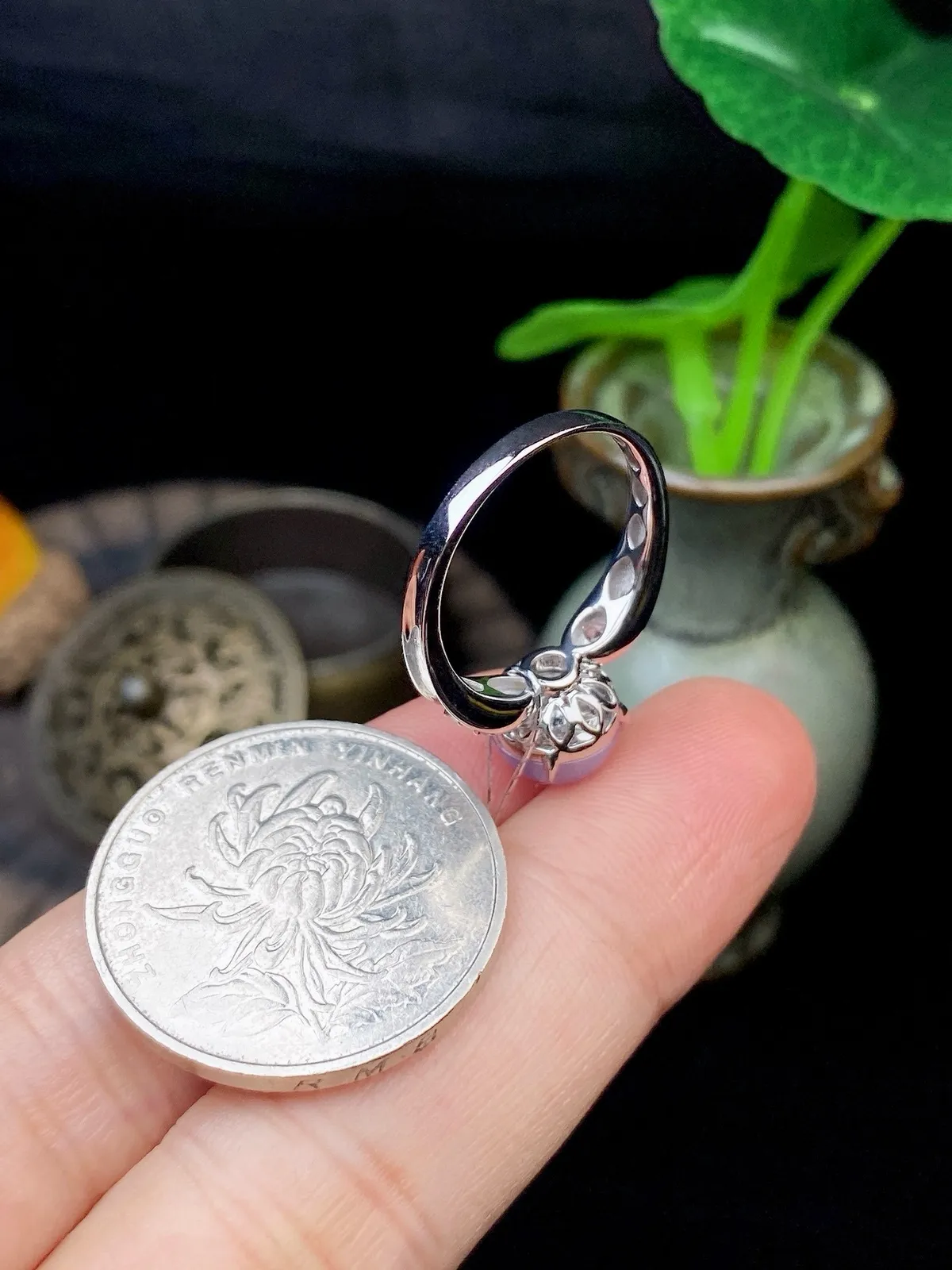 【冰种紫貔貅戒指】质地细腻，饱满度很好，晶莹剔透，18k金钻镶嵌，裸石尺寸8.7*8.3*4.8毫米