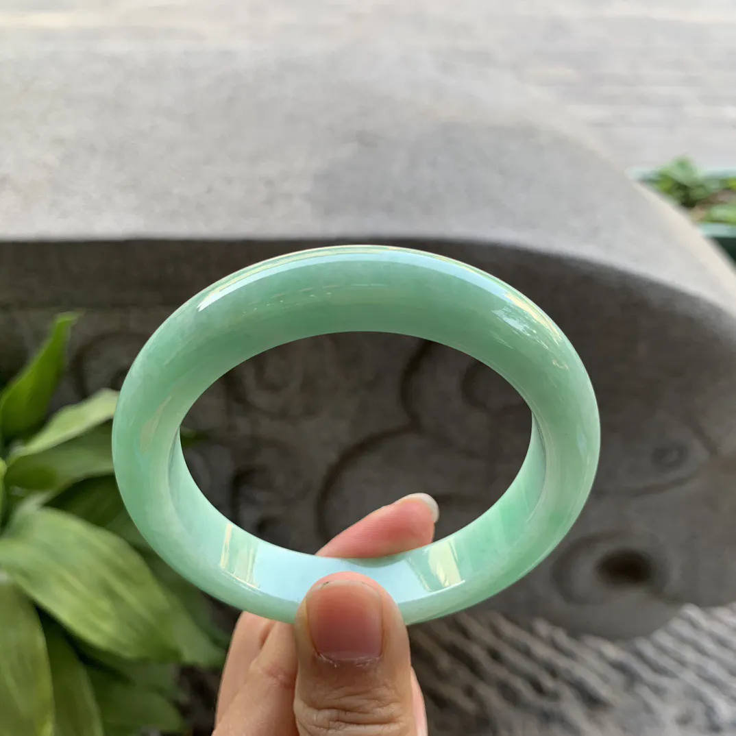 圈口57.7-12.9-9.2 【满绿正圈手镯】正圈57 58可戴