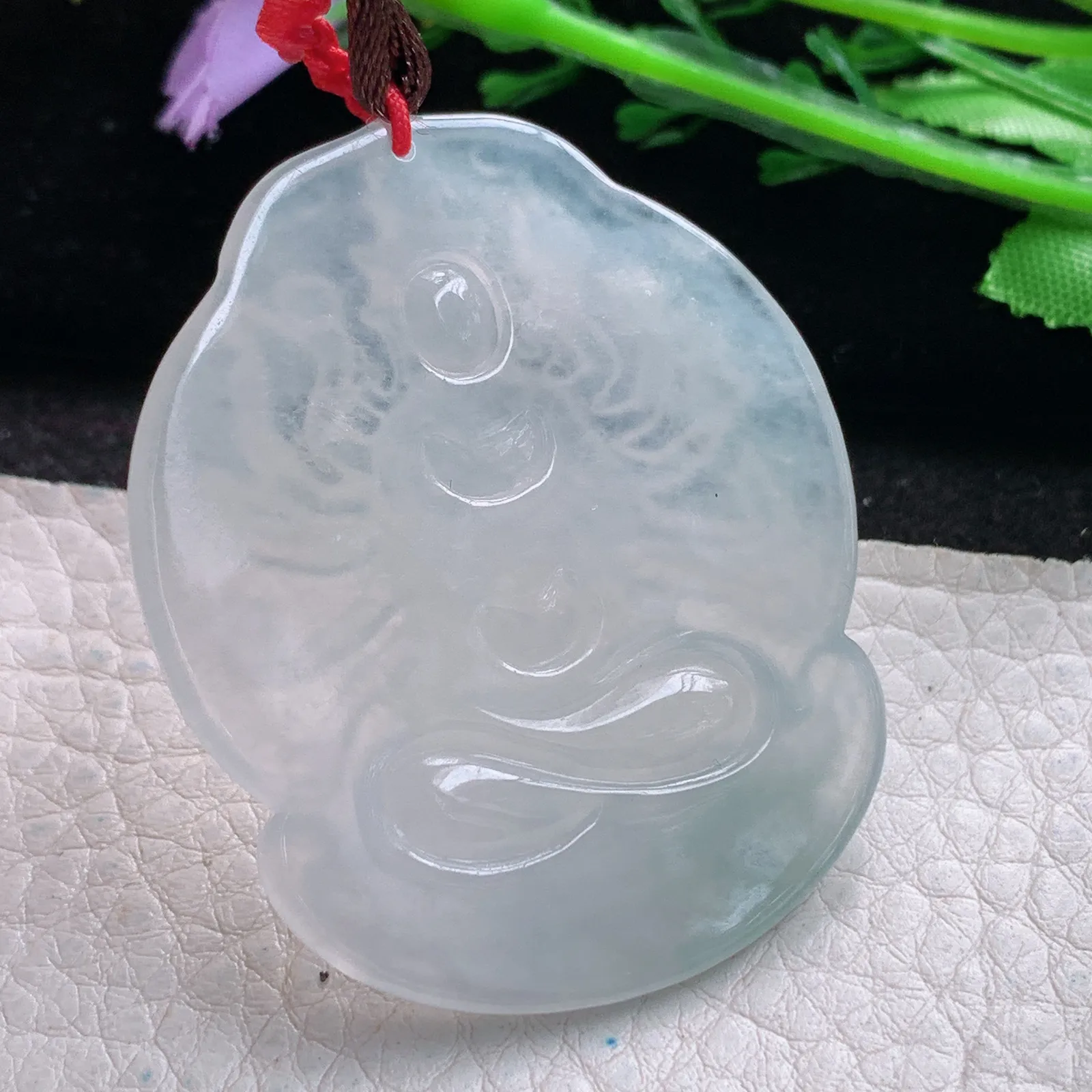 bg实拍49*40*5.5缅甸翡翠a货精雕冰起光千手观音 玉观音玉吊坠 玉挂件