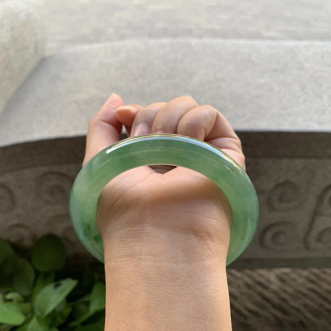圈口 57-11.6【冰芙蓉绿圆条手镯】圆条57 58可戴