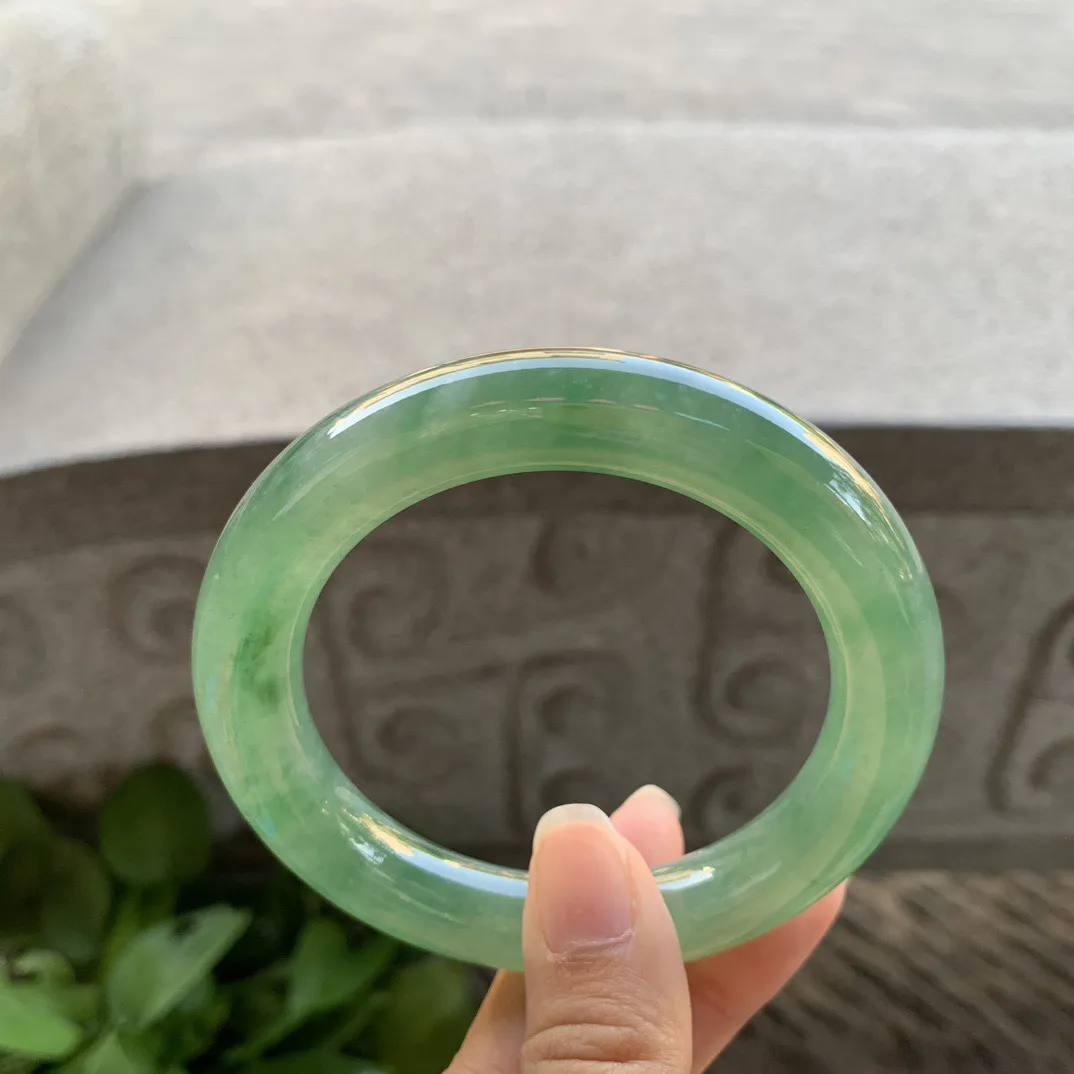 圈口 57-11.6【冰芙蓉绿圆条手镯】圆条57 58可戴